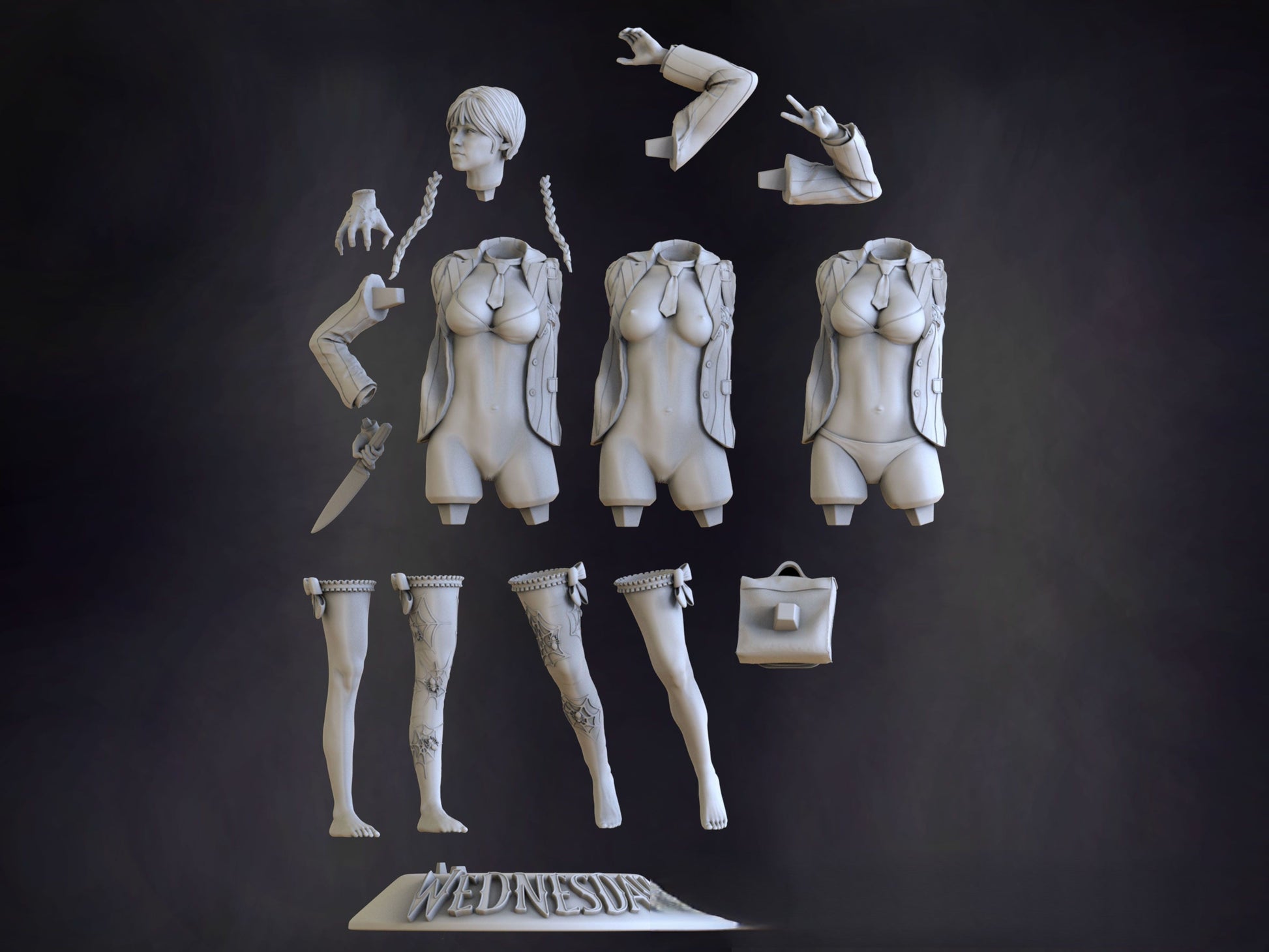 Wednesday Addams Special Edition - STL 3D Print Files - 3D Printed Garage Kit ガレージキット Resin Model Scale Figure フィギュア