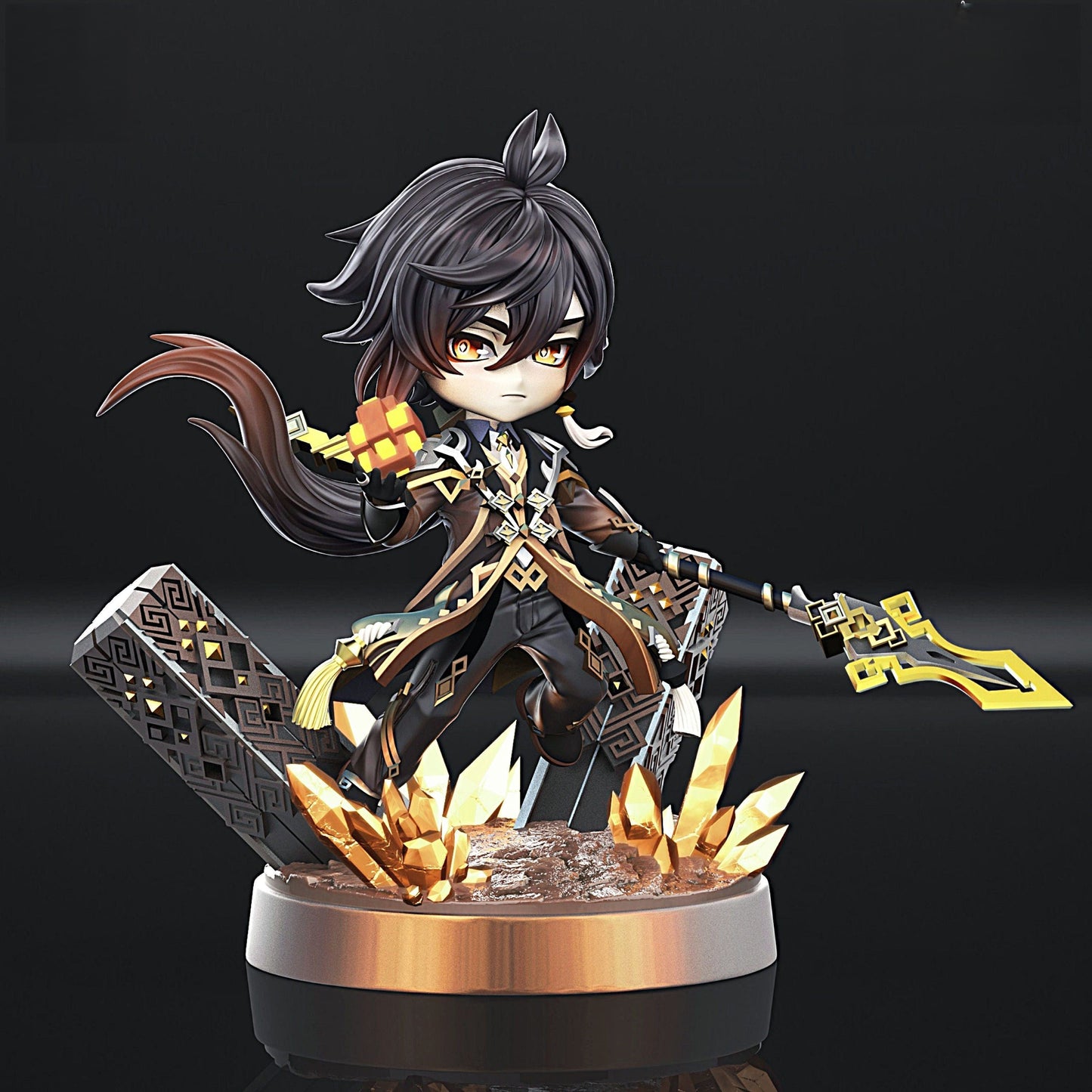 Chibi Zhongli - Genshin Impact - STL 3D Print Files - 3D Printed Garage Kit ガレージキット Resin Model Scale Figure フィギュア