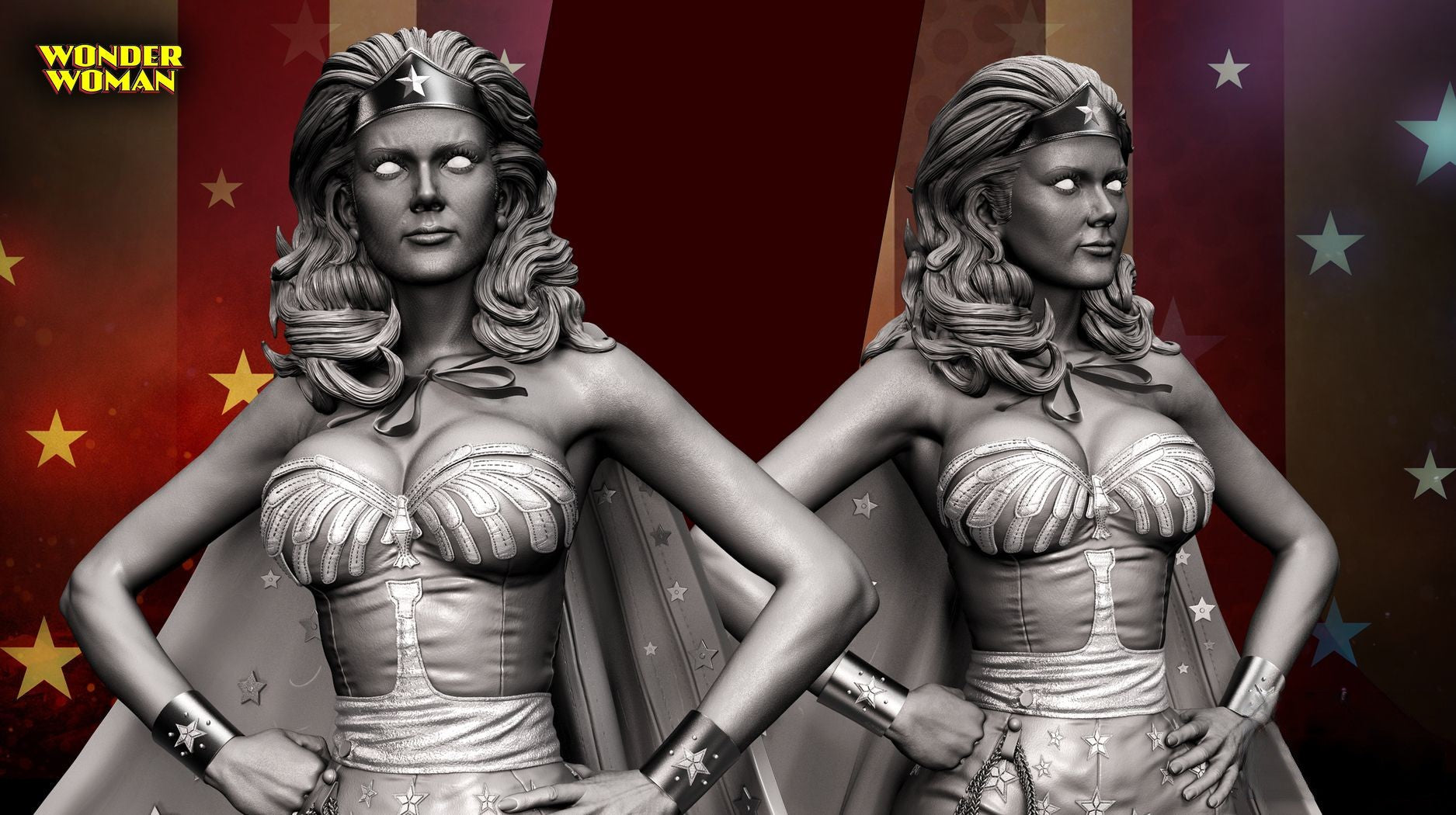 Wonder Woman - Lynda Carter - STL 3D Print Files - 3D Printed Garage Kit ガレージキット Resin Model Scale Figure フィギュア