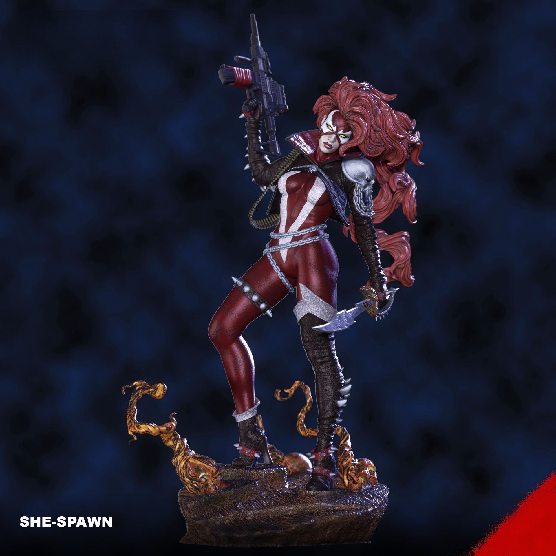 She-Spawn - Jessica Priest - STL 3D Print Files - 3D Printed Garage Kit ガレージキット Resin Model Scale Figure フィギュア