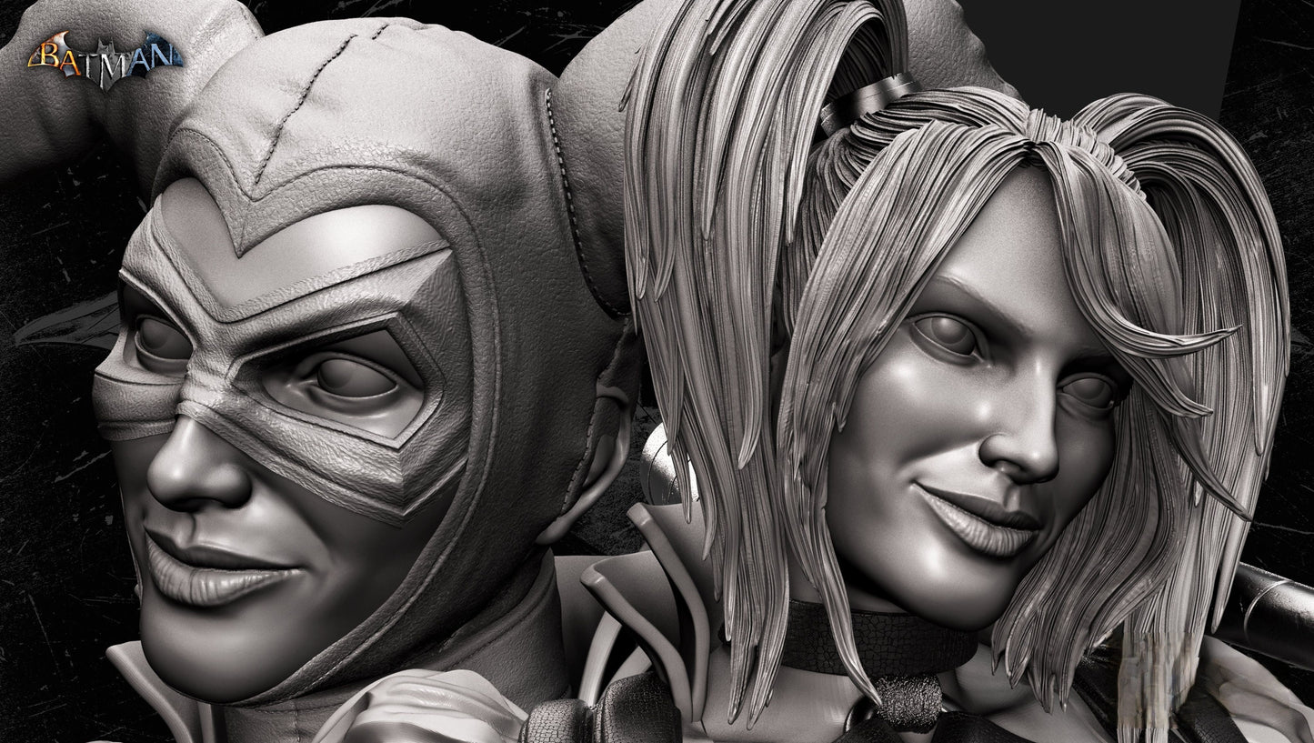 Harley Quinn Sculpture & Bust - STL 3D Print Files - 3D Printed Garage Kit ガレージキット Resin Model Scale Figure フィギュア