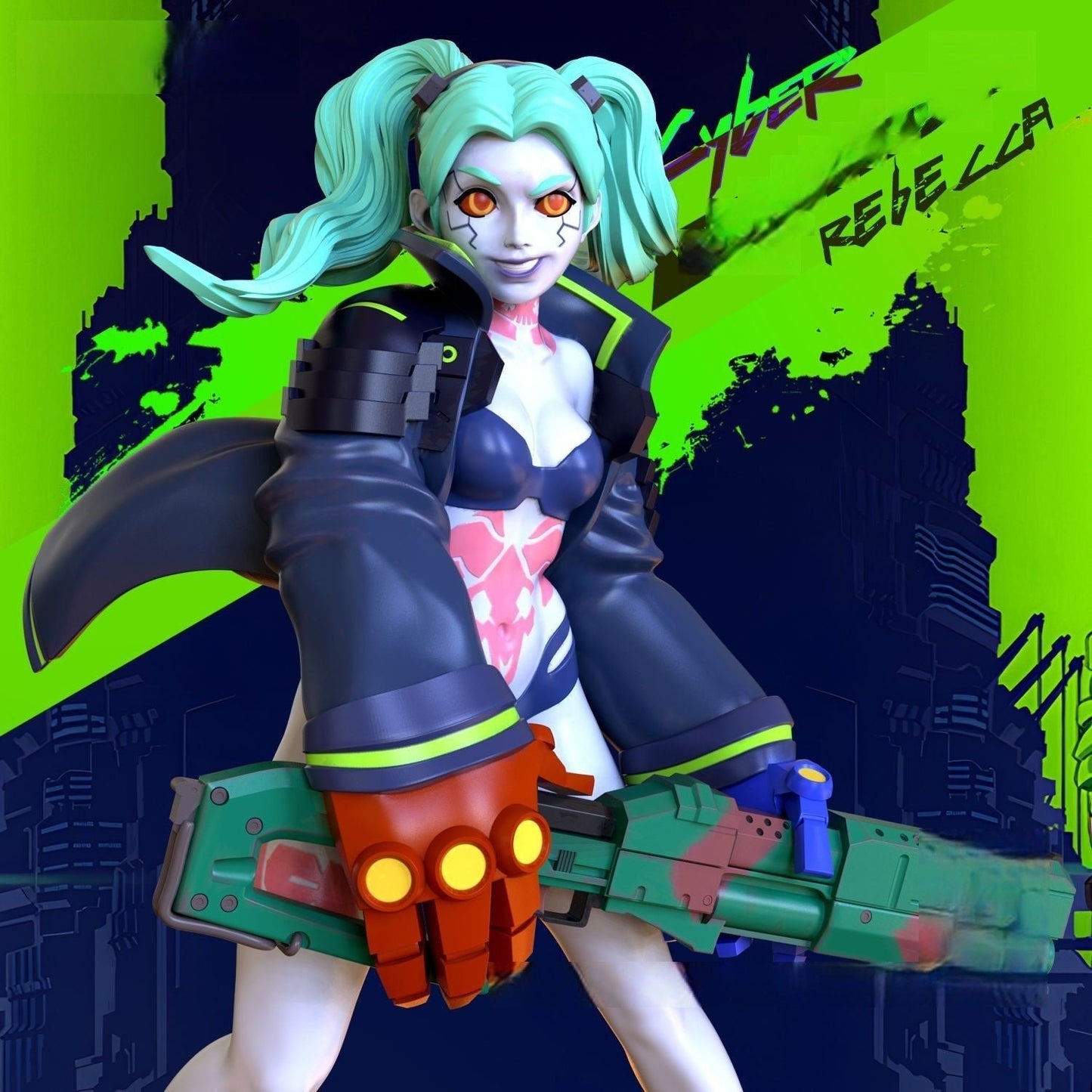 1837 Rebecca Special Edition - Cyberpunk - STL 3D Print Files - 3D Printed Garage Kit ガレージキット Resin Model Scale Figure フィギュア