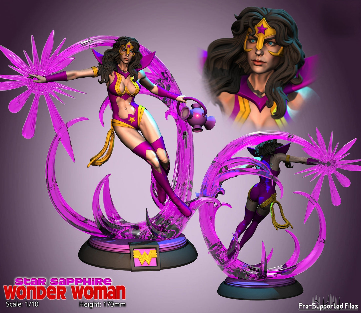 Star Sapphire Wonder Woman - DC Comics - STL 3D Print Files - 3D Printed Garage Kit ガレージキット Resin Model Scale Figure フィギュア