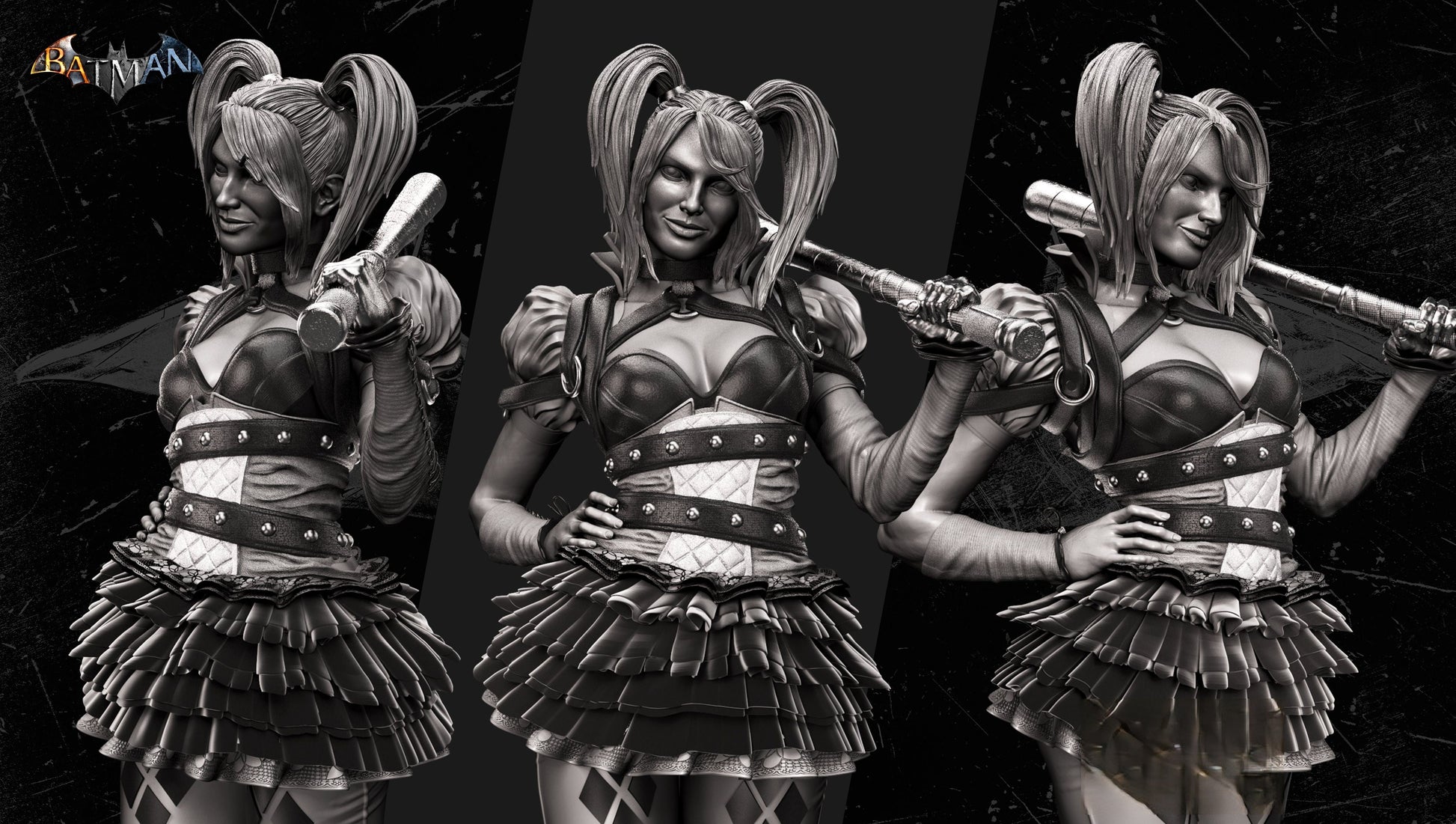 Harley Quinn Sculpture & Bust - STL 3D Print Files - 3D Printed Garage Kit ガレージキット Resin Model Scale Figure フィギュア
