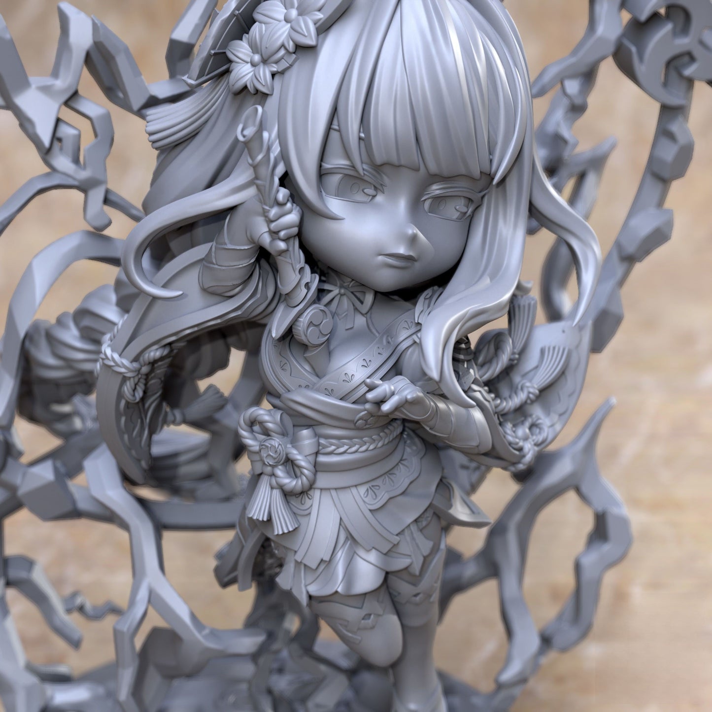 Chibi Raiden Shogun - Genshin Impact - STL 3D Print Files - 3D Printed Garage Kit ガレージキット Resin Model Scale Figure フィギュア