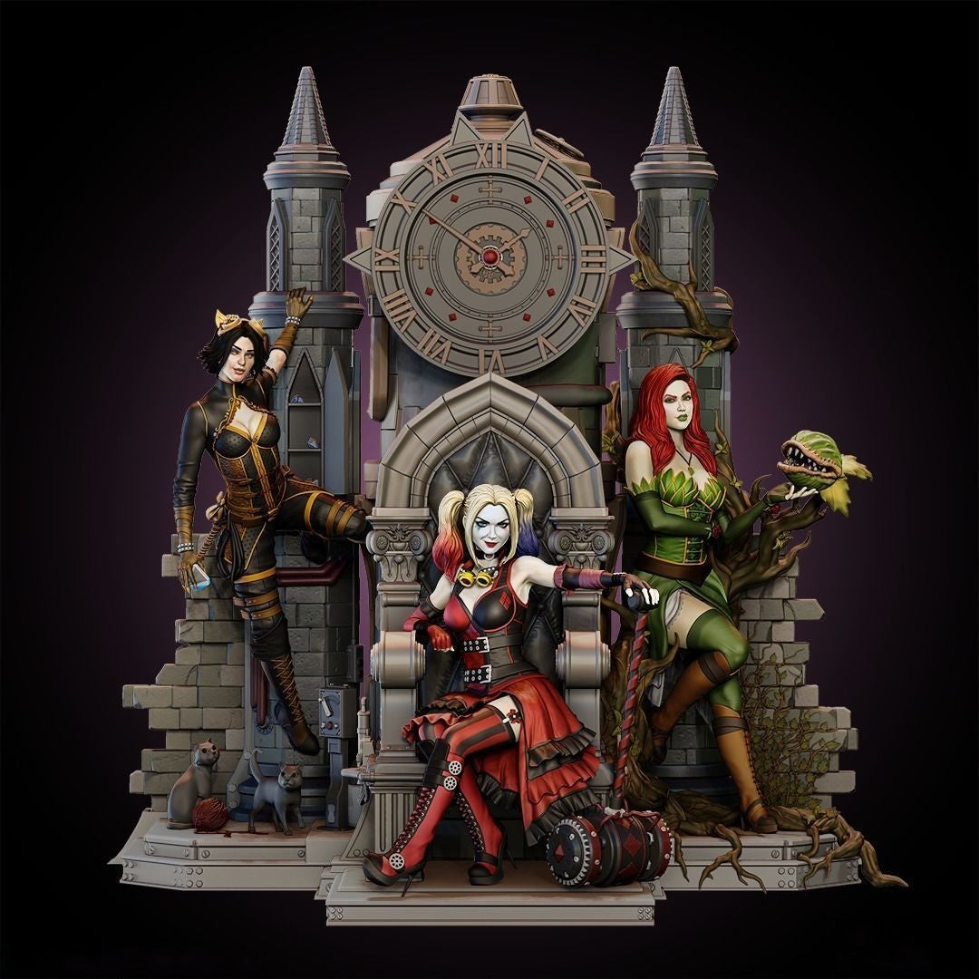 Gotham City Sirens - DC Comics - STL 3D Print Files - 3D Printed Garage Kit ガレージキット Resin Model Scale Figure フィギュア