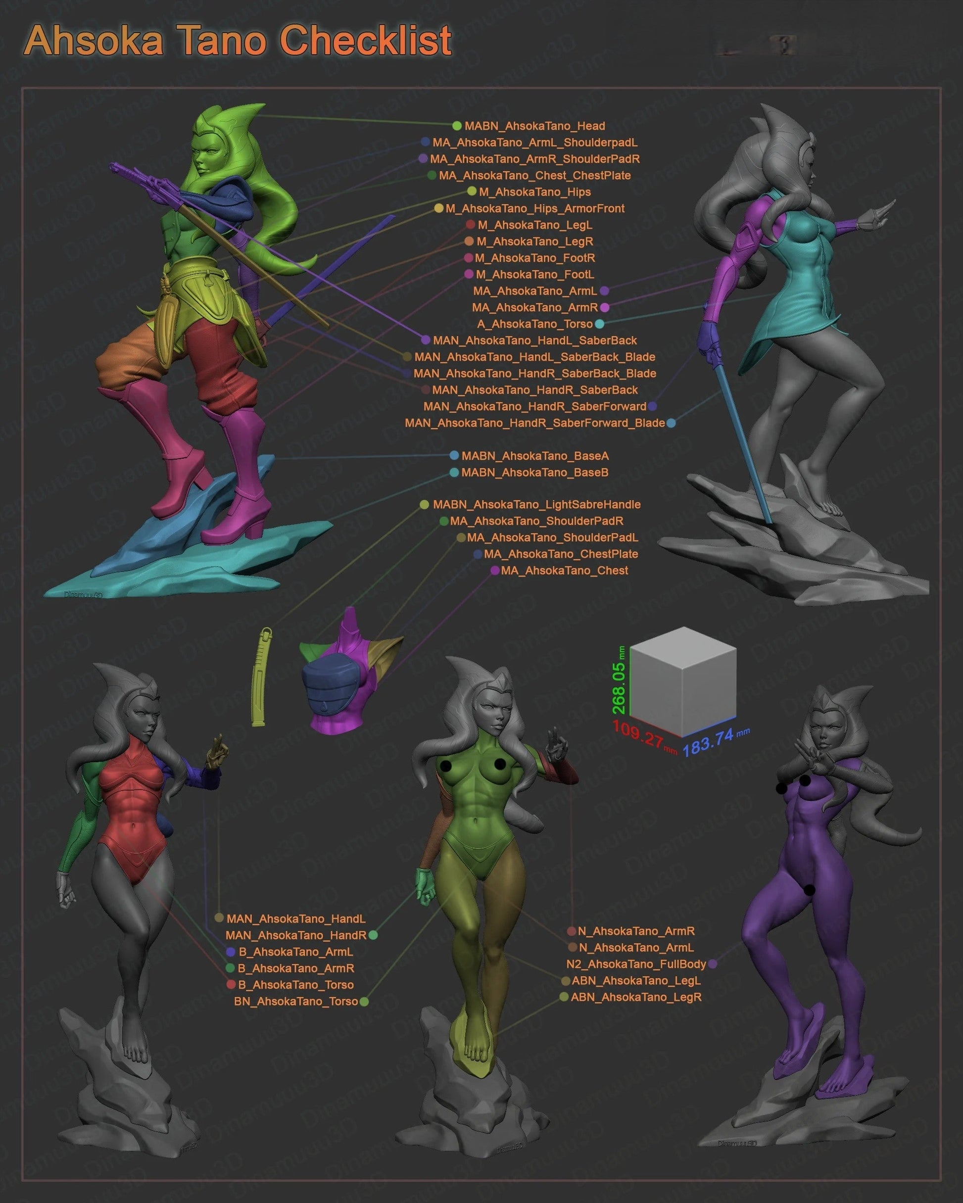 1470 Ahsoka Tano Special Edition - Star Wars - STL 3D Print Files - 3D Printed Garage Kit ガレージキット Resin Model Scale Figure フィギュア