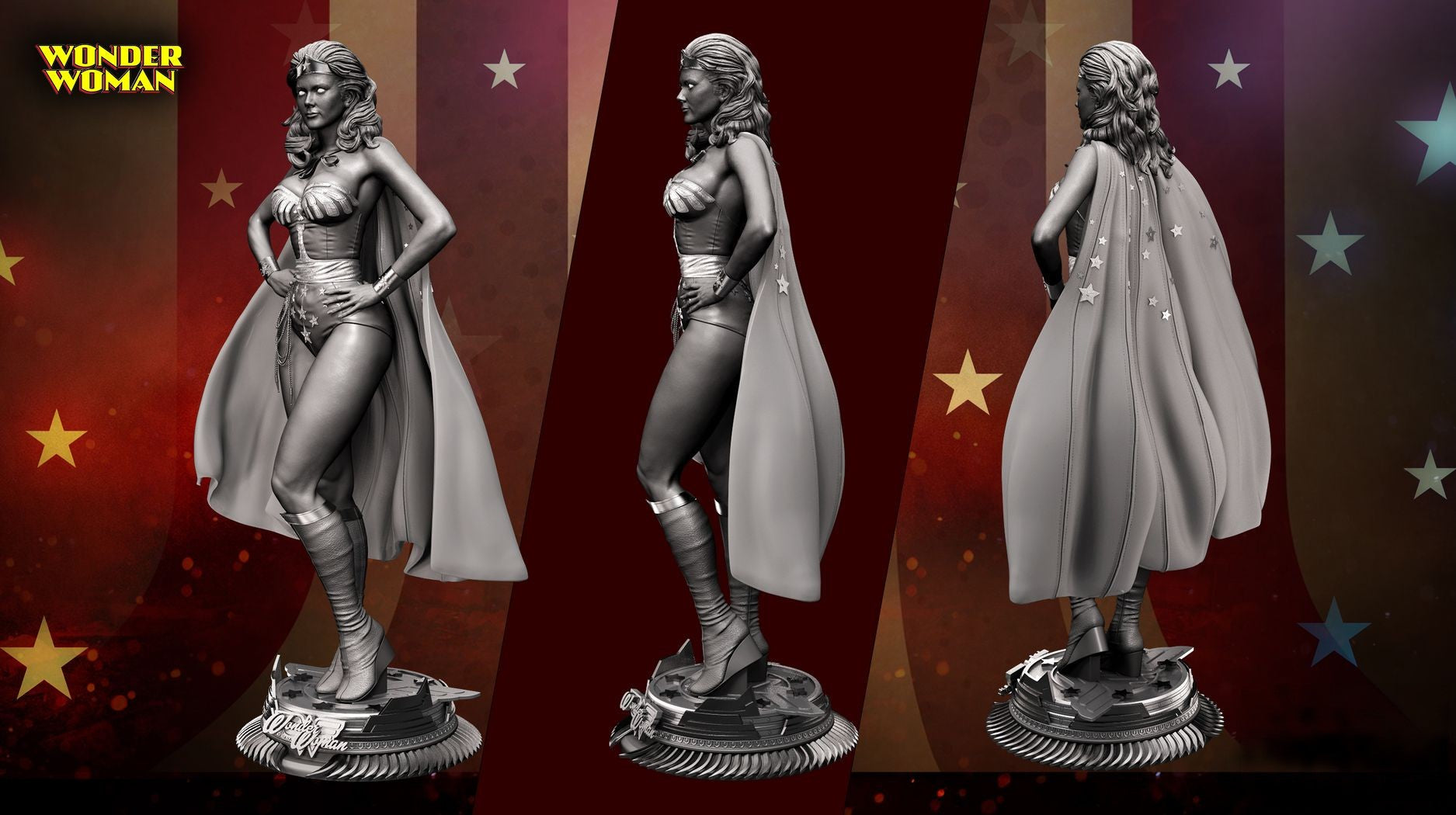 Wonder Woman - Lynda Carter - STL 3D Print Files - 3D Printed Garage Kit ガレージキット Resin Model Scale Figure フィギュア