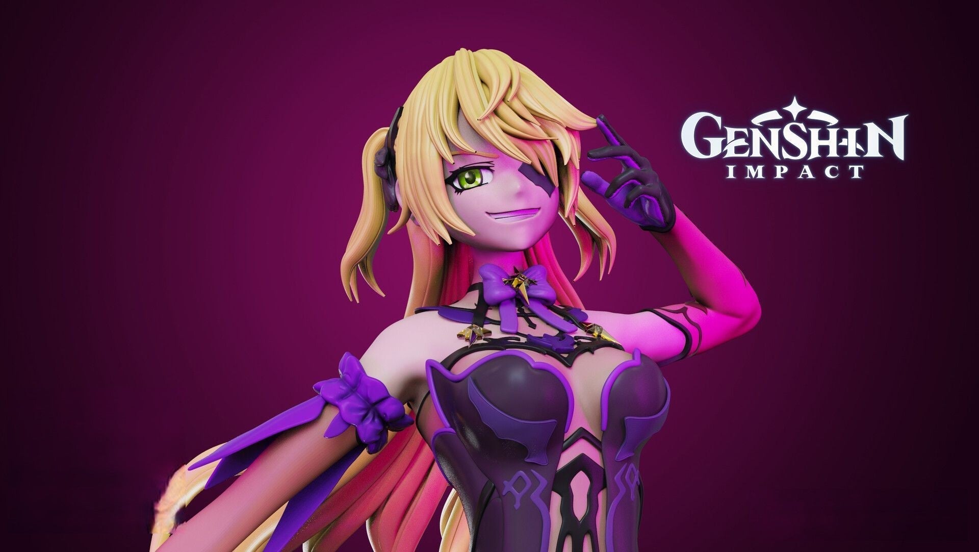 Fischl - Genshin Impact - STL 3D Print Files - 3D Printed Garage Kit ガレージキット Resin Model Scale Figure フィギュア