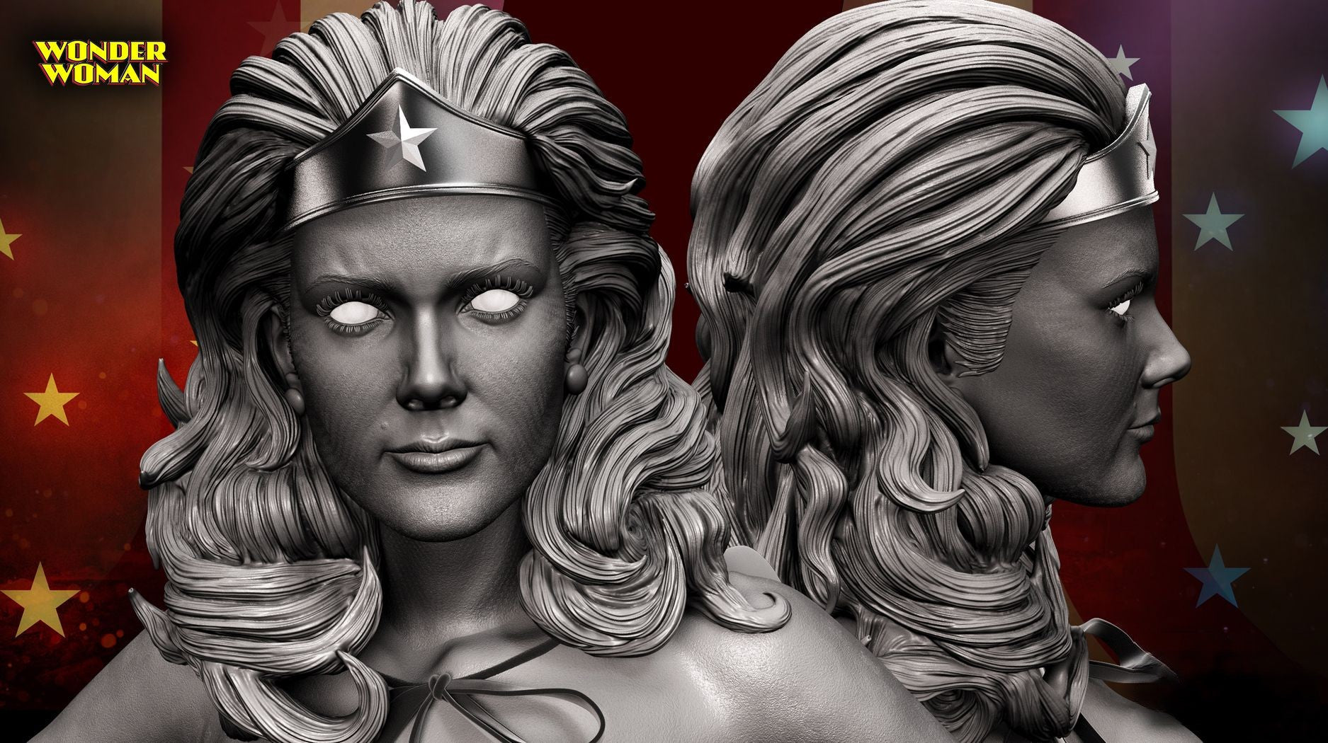 Wonder Woman - Lynda Carter - STL 3D Print Files - 3D Printed Garage Kit ガレージキット Resin Model Scale Figure フィギュア