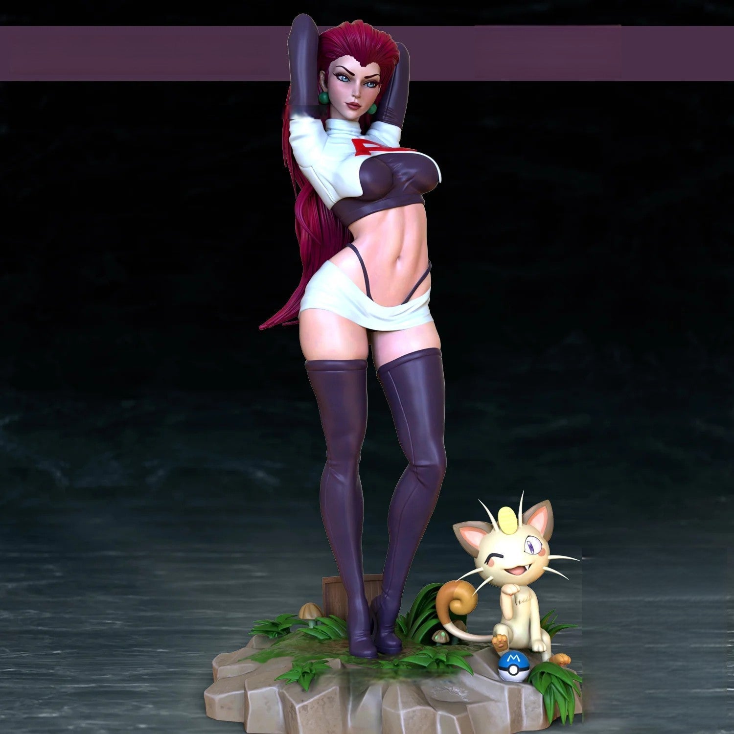 Jessie Special Edition and Meowth - Pokemon- STL 3D Print Files - 3D Printed Garage Kit ガレージキット Resin Model Scale Figure フィギュア