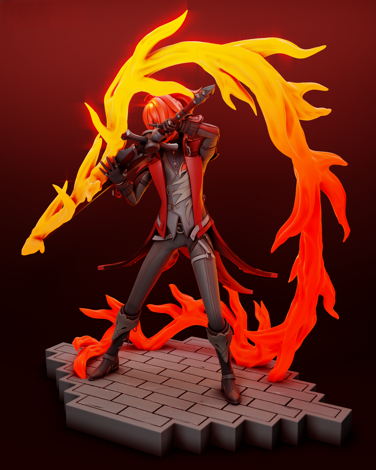 Diluc - Genshin Impact - STL 3D Print Files - 3D Printed Garage Kit ガレージキット Resin Model Scale Figure フィギュア