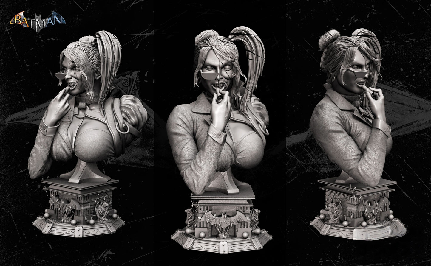 Harley Quinn Sculpture & Bust - STL 3D Print Files - 3D Printed Garage Kit ガレージキット Resin Model Scale Figure フィギュア