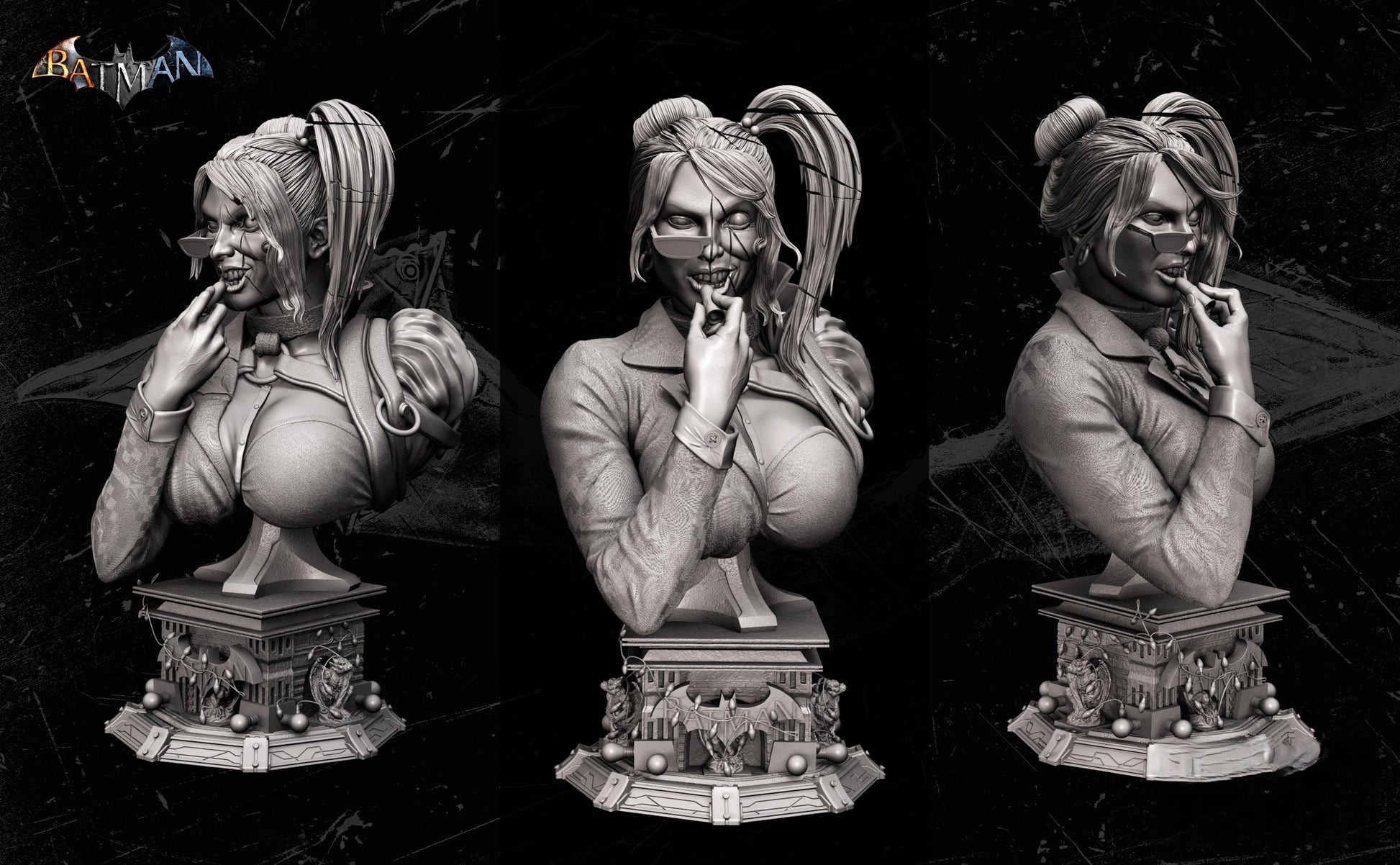 Harley Quinn Sculpture & Bust - STL 3D Print Files - 3D Printed Garage Kit ガレージキット Resin Model Scale Figure フィギュア