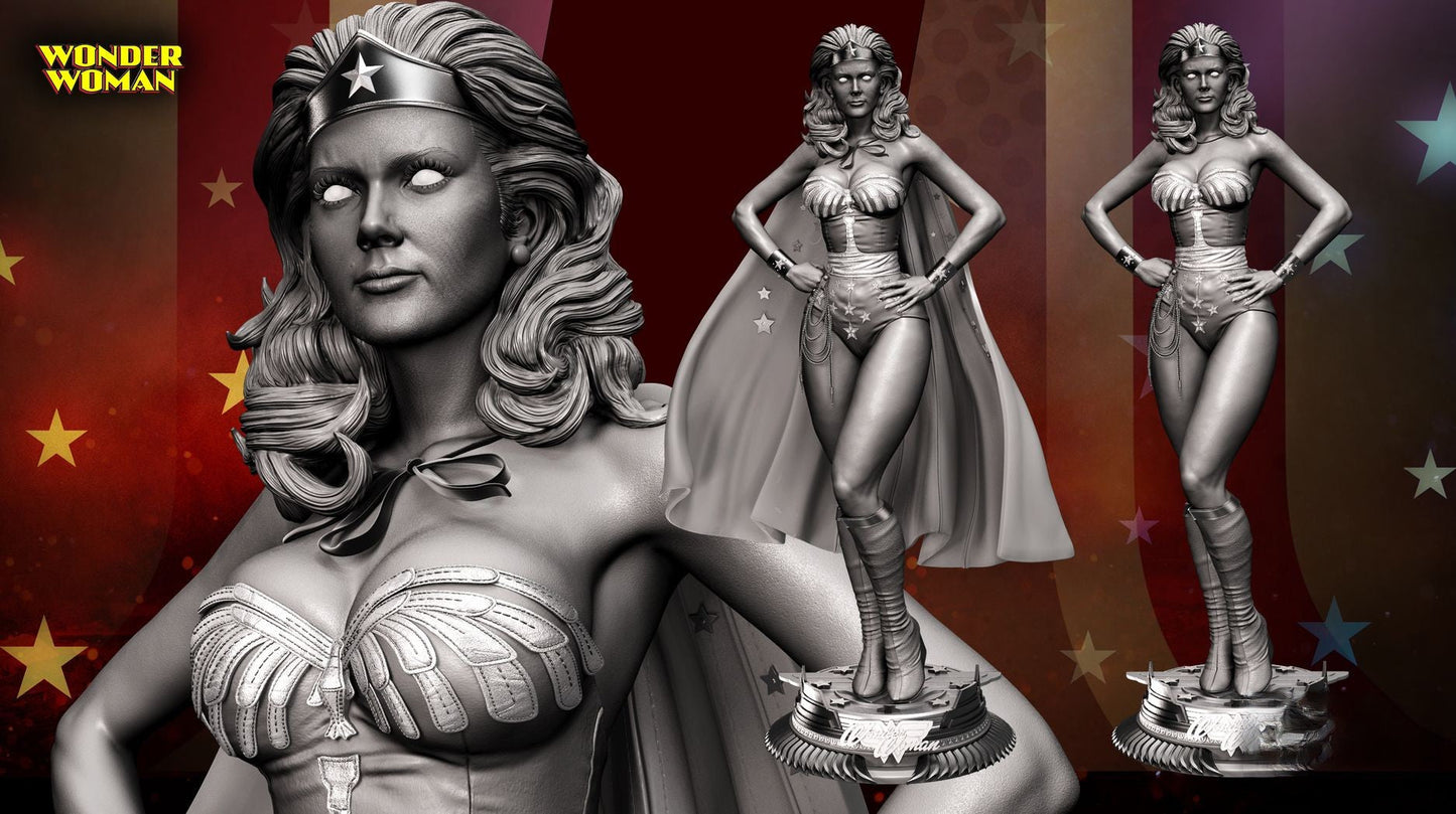 Wonder Woman - Lynda Carter - STL 3D Print Files - 3D Printed Garage Kit ガレージキット Resin Model Scale Figure フィギュア