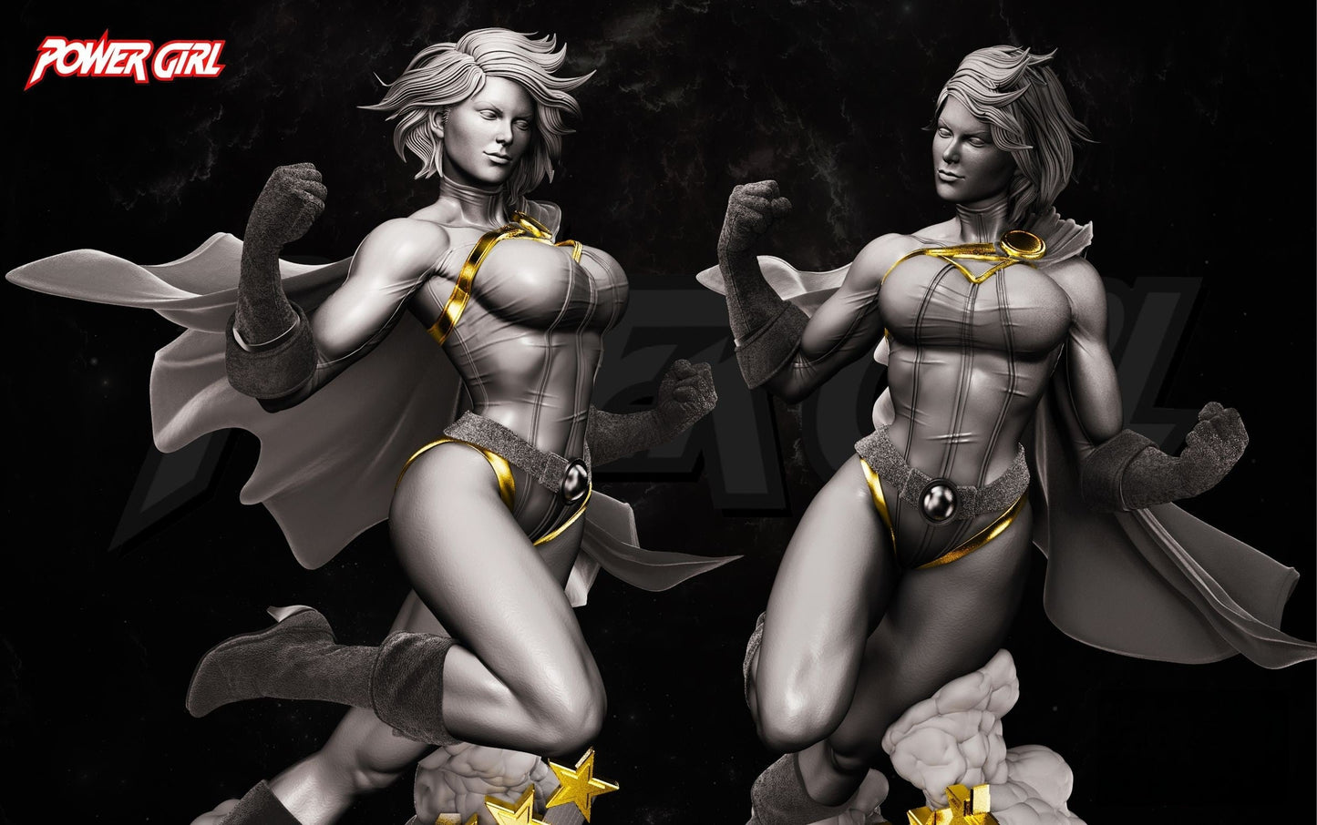 Power Girl - STL 3D Print Files - 3D Printed Garage Kit ガレージキット Resin Model Scale Figure フィギュア