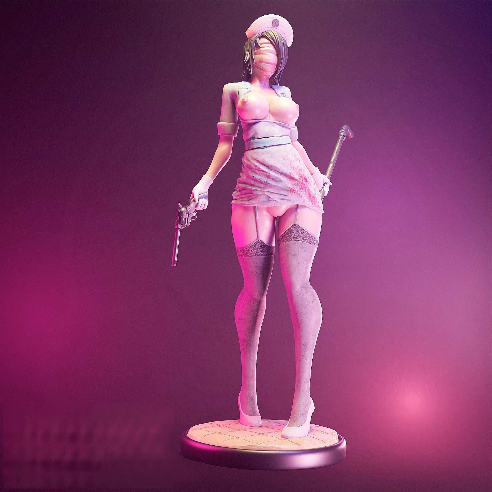 Silent Hill Sexy Nurse Special Edition - STL 3D Print Files - 3D Printed Garage Kit ガレージキット Resin Model Scale Figure フィギュア