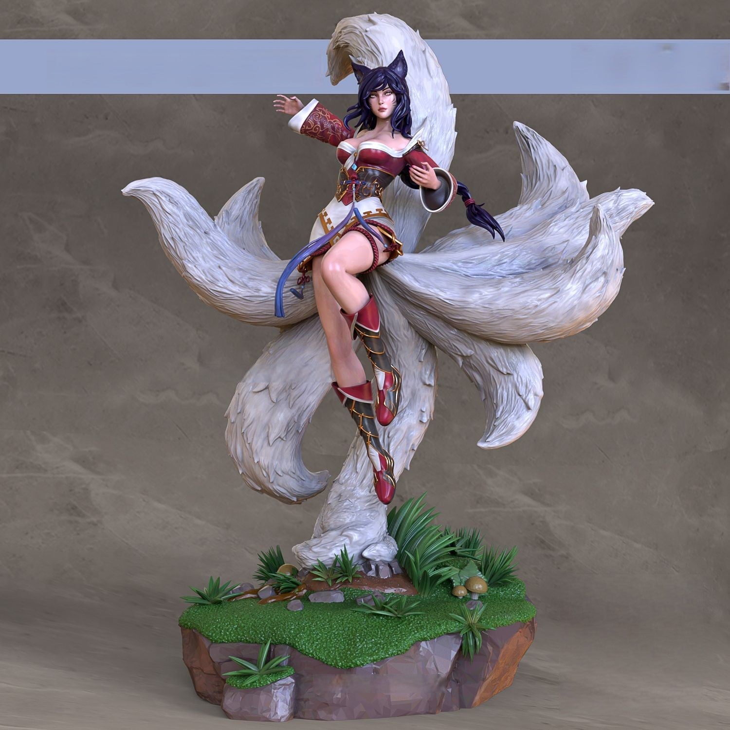 Ahri Nine tailed Fox Special Edition - League of Legends - STL 3D Print Files - 3D Printed Garage Kit ガレージキット Resin Model Scale Figure フィギュア
