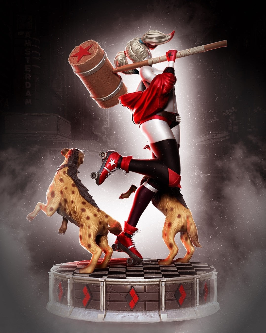 1571 Harley Quinn with Dud and Lou - STL 3D Print Files - 3D Printed Garage Kit ガレージキット Resin Model Scale Figure フィギュア