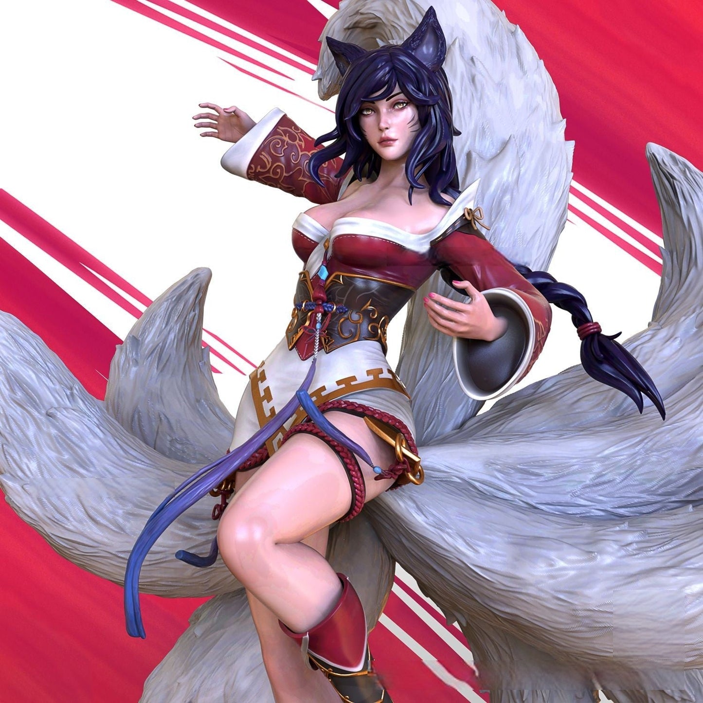 Ahri Nine tailed Fox Special Edition - League of Legends - STL 3D Print Files - 3D Printed Garage Kit ガレージキット Resin Model Scale Figure フィギュア