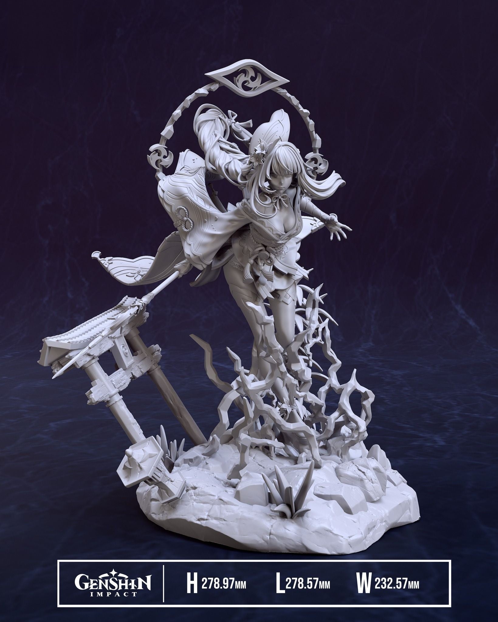 Raiden Shogun - Genshin Impact - STL 3D Print Files - 3D Printed Garage Kit ガレージキット Resin Model Scale Figure フィギュア