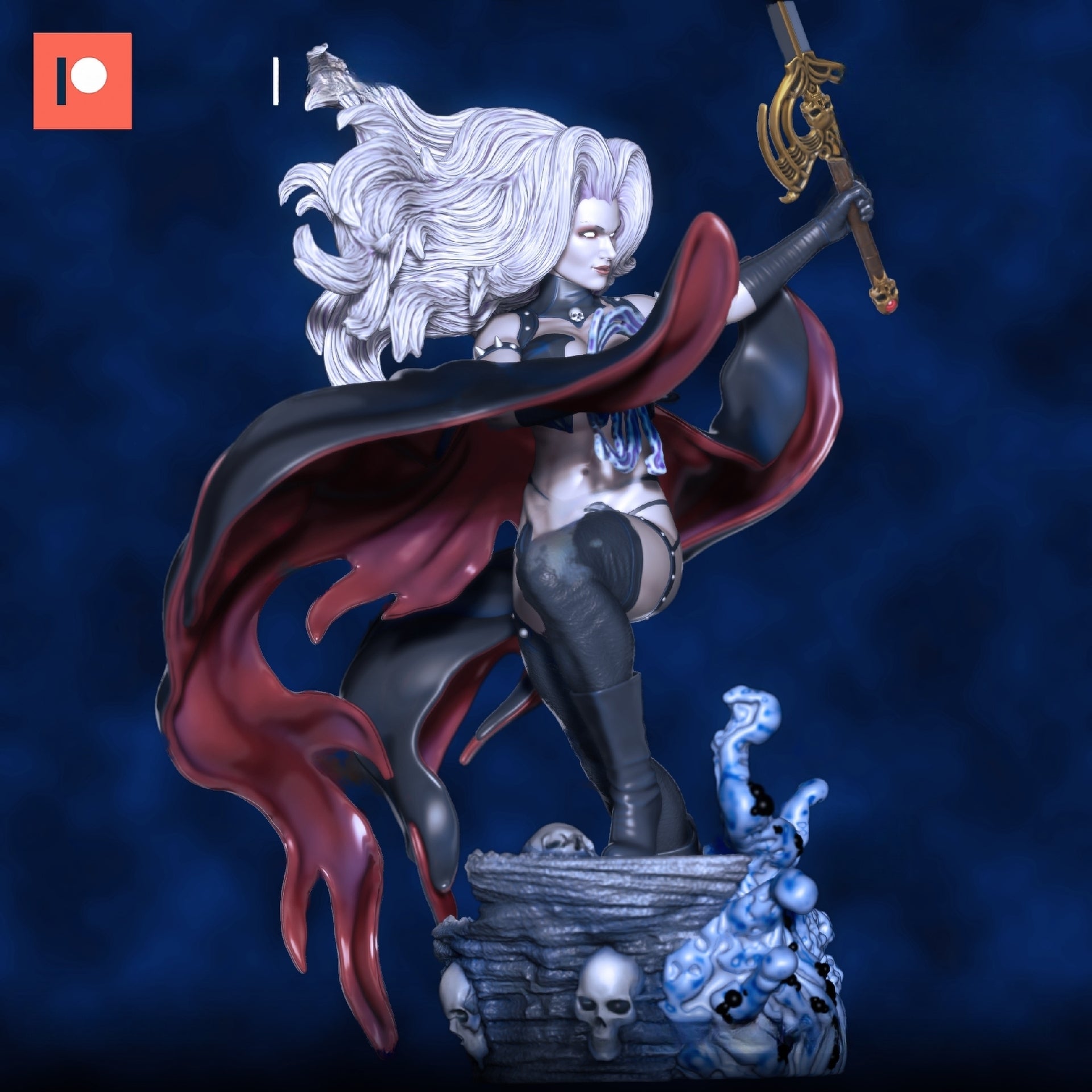 1255 Lady Death Special Edition - STL 3D Print Files - 3D Printed Garage Kit ガレージキット Resin Model Scale Figure フィギュア