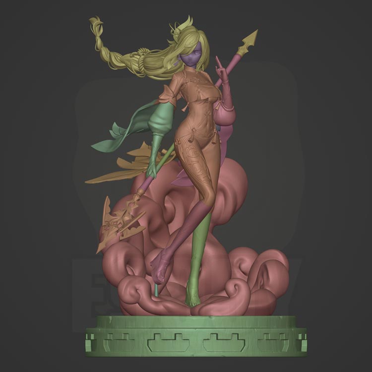 2211 Shenhe - Genshin Impact - STL 3D Print Files - 3D Printed Garage Kit ガレージキット Resin Model Scale Figure フィギュア