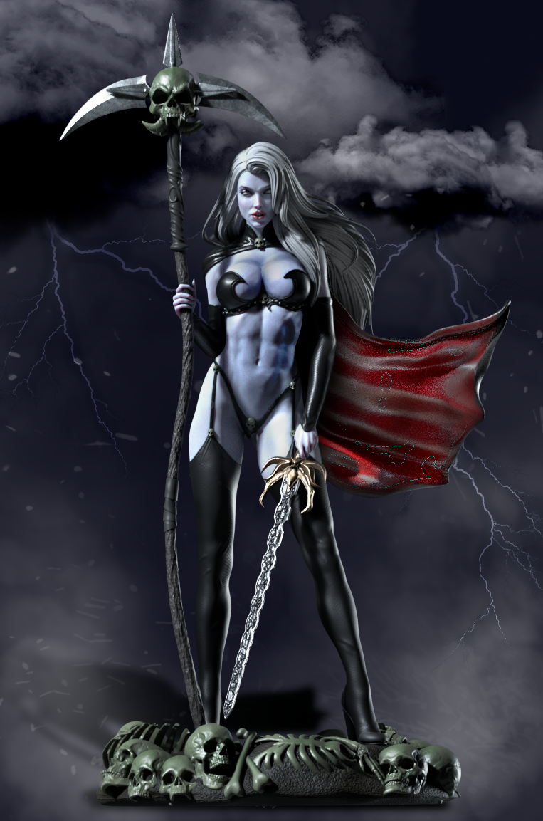 Lady Death Special Edition - STL 3D Print Files - 3D Printed Garage Kit ガレージキット Resin Model Scale Figure フィギュア