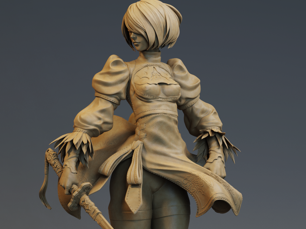 1308 2B Special Edition - NIER AUTOMATA - STL 3D Print Files - 3D Printed Garage Kit ガレージキット Resin Model Scale Figure フィギュア