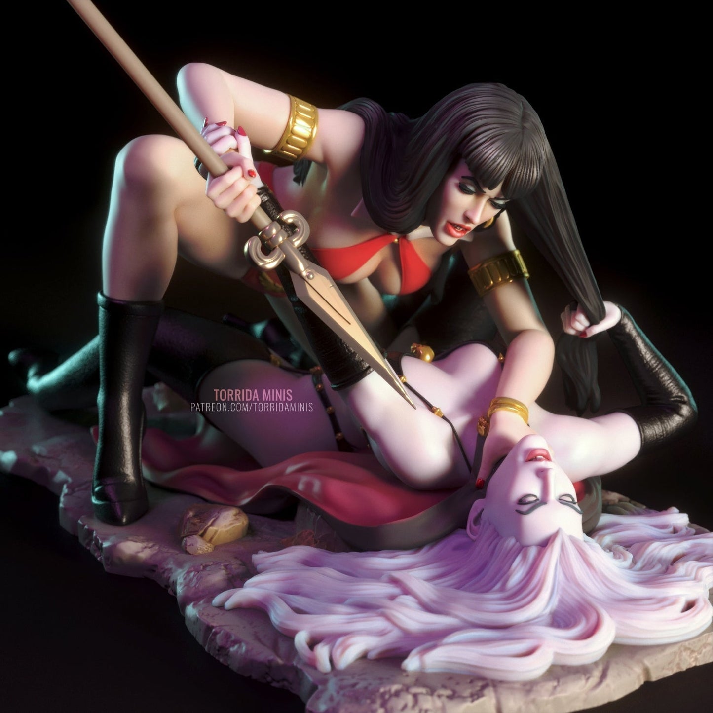 Vampirella VS Lady Death Special Edition - STL 3D Print Files - 3D Printed Garage Kit ガレージキット Resin Model Scale Figure フィギュア