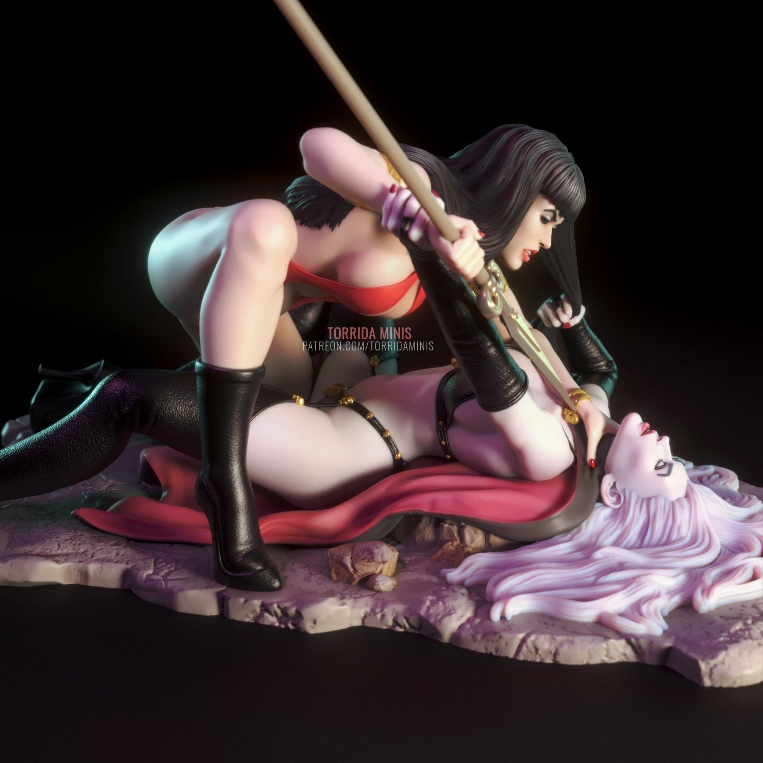 Vampirella VS Lady Death Special Edition - STL 3D Print Files - 3D Printed Garage Kit ガレージキット Resin Model Scale Figure フィギュア