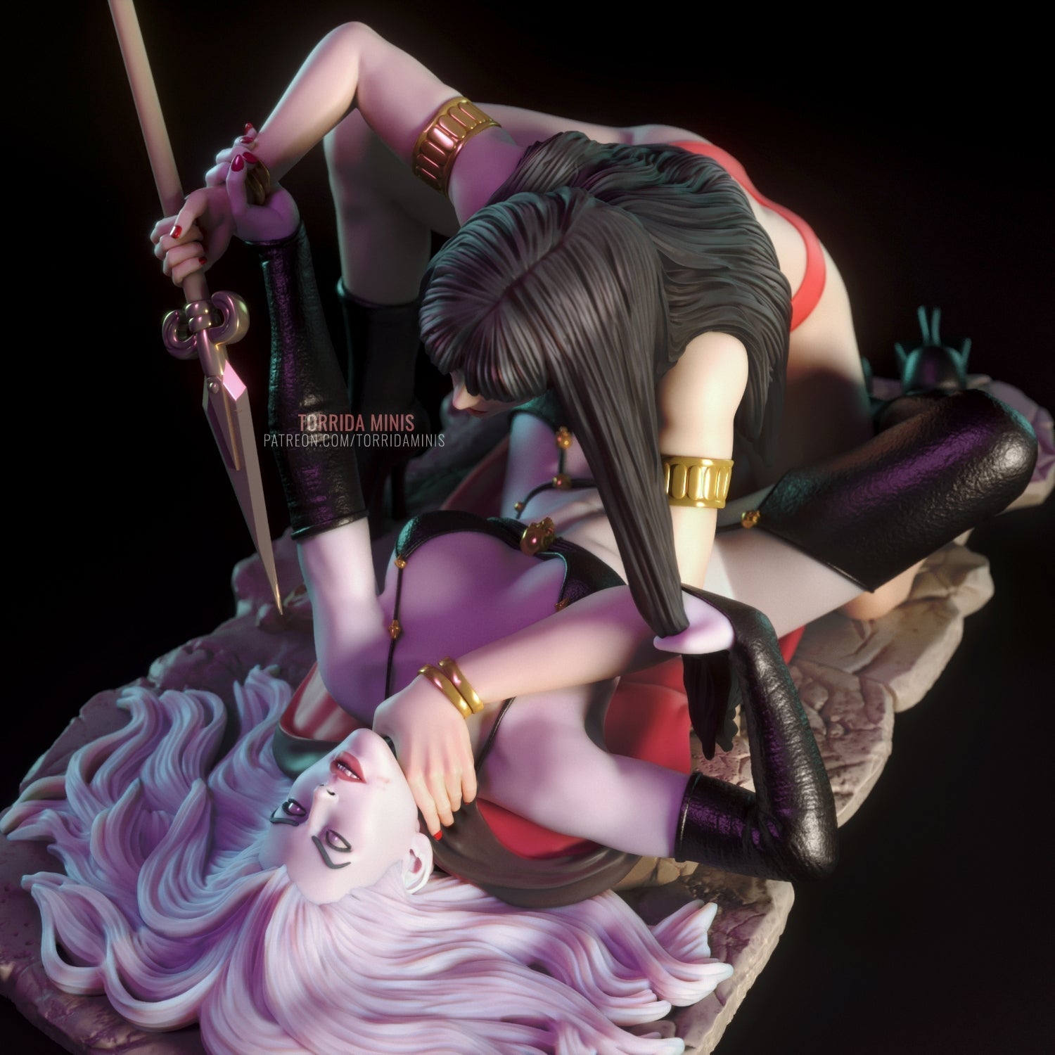Vampirella VS Lady Death Special Edition - STL 3D Print Files - 3D Printed Garage Kit ガレージキット Resin Model Scale Figure フィギュア
