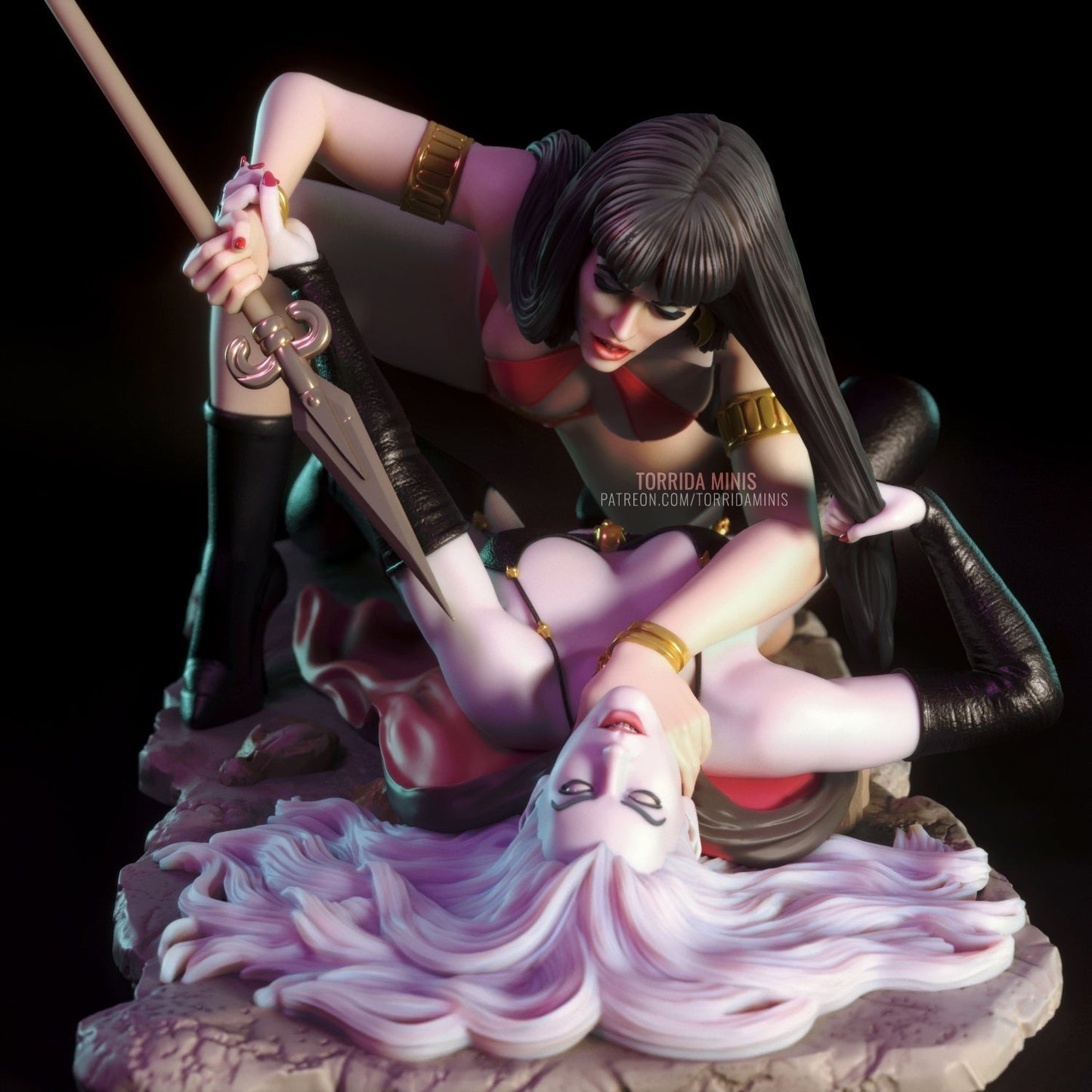 Vampirella VS Lady Death Special Edition - STL 3D Print Files - 3D Printed Garage Kit ガレージキット Resin Model Scale Figure フィギュア