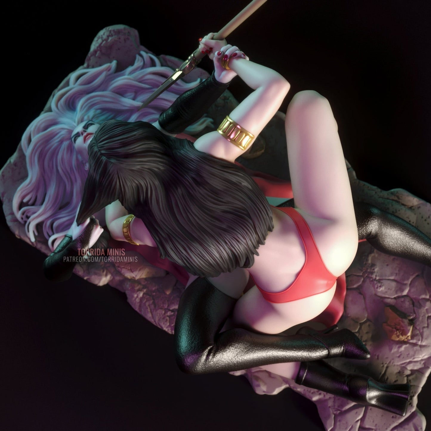 Vampirella VS Lady Death Special Edition - STL 3D Print Files - 3D Printed Garage Kit ガレージキット Resin Model Scale Figure フィギュア