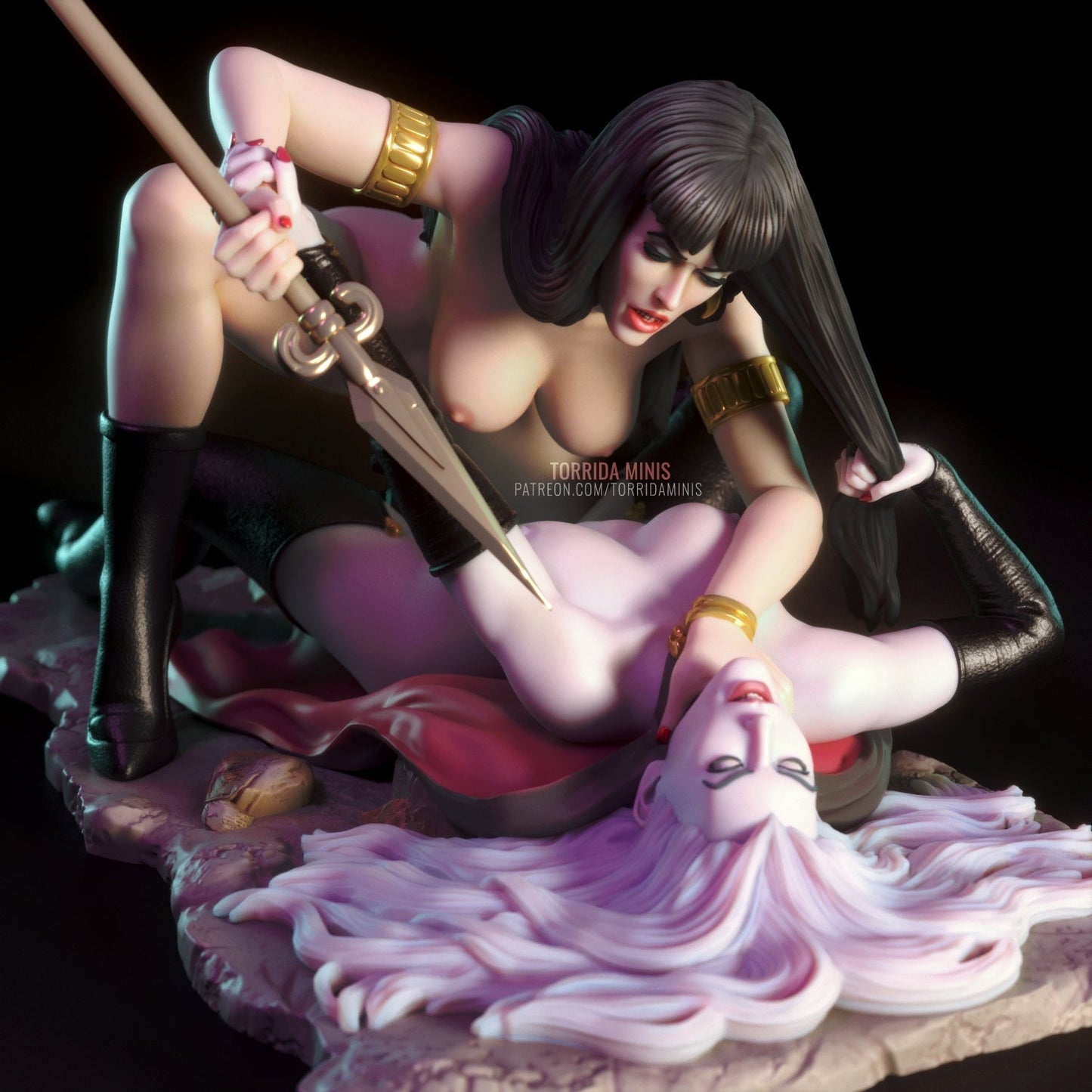 Vampirella VS Lady Death Special Edition - STL 3D Print Files - 3D Printed Garage Kit ガレージキット Resin Model Scale Figure フィギュア