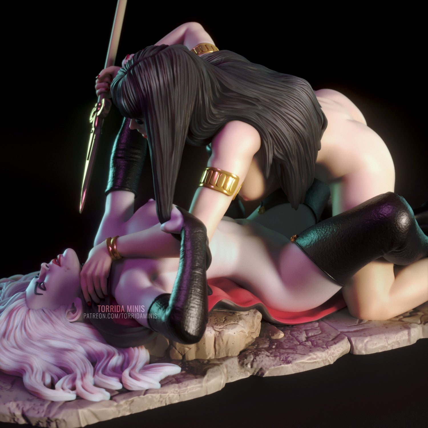 Vampirella VS Lady Death Special Edition - STL 3D Print Files - 3D Printed Garage Kit ガレージキット Resin Model Scale Figure フィギュア