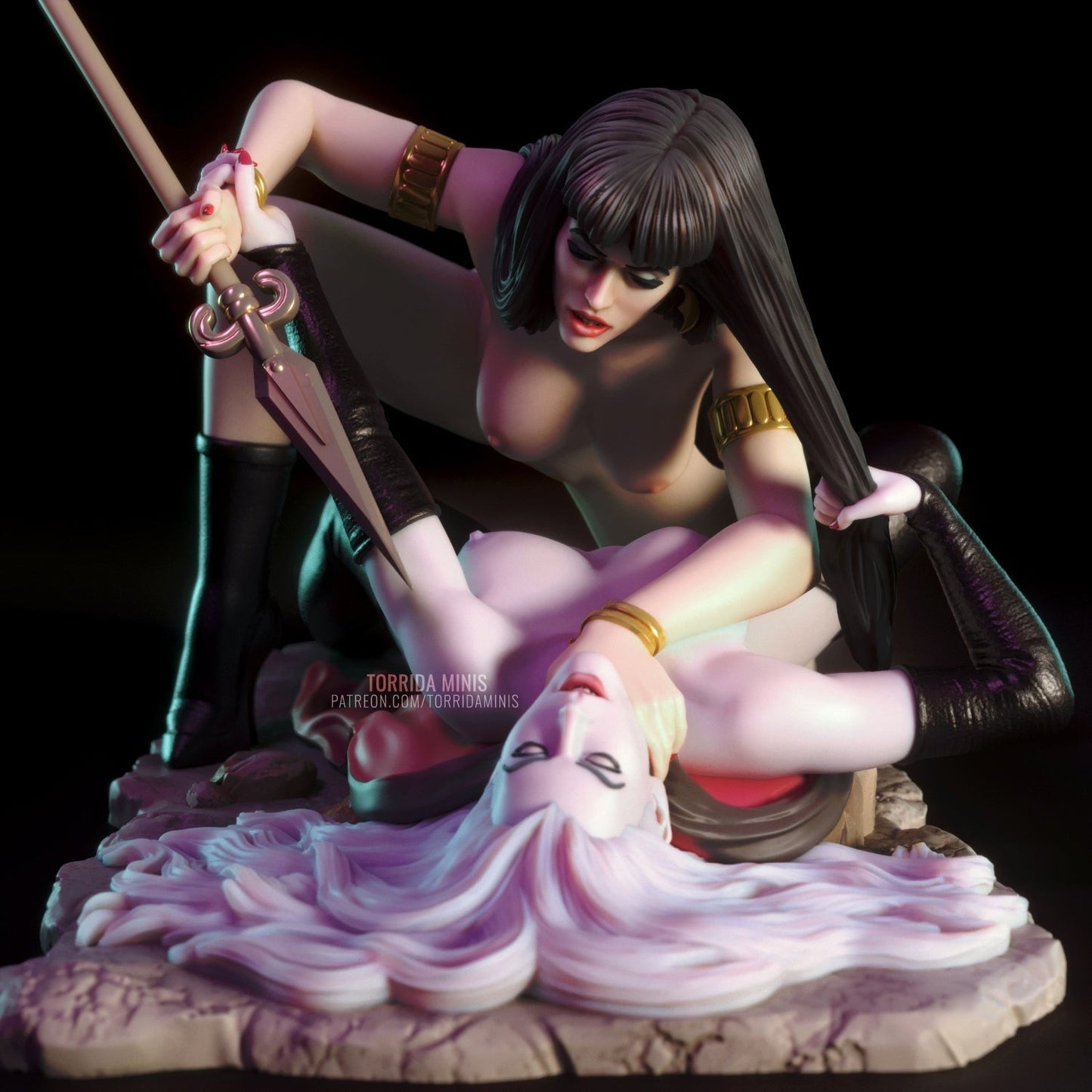 Vampirella VS Lady Death Special Edition - STL 3D Print Files - 3D Printed Garage Kit ガレージキット Resin Model Scale Figure フィギュア