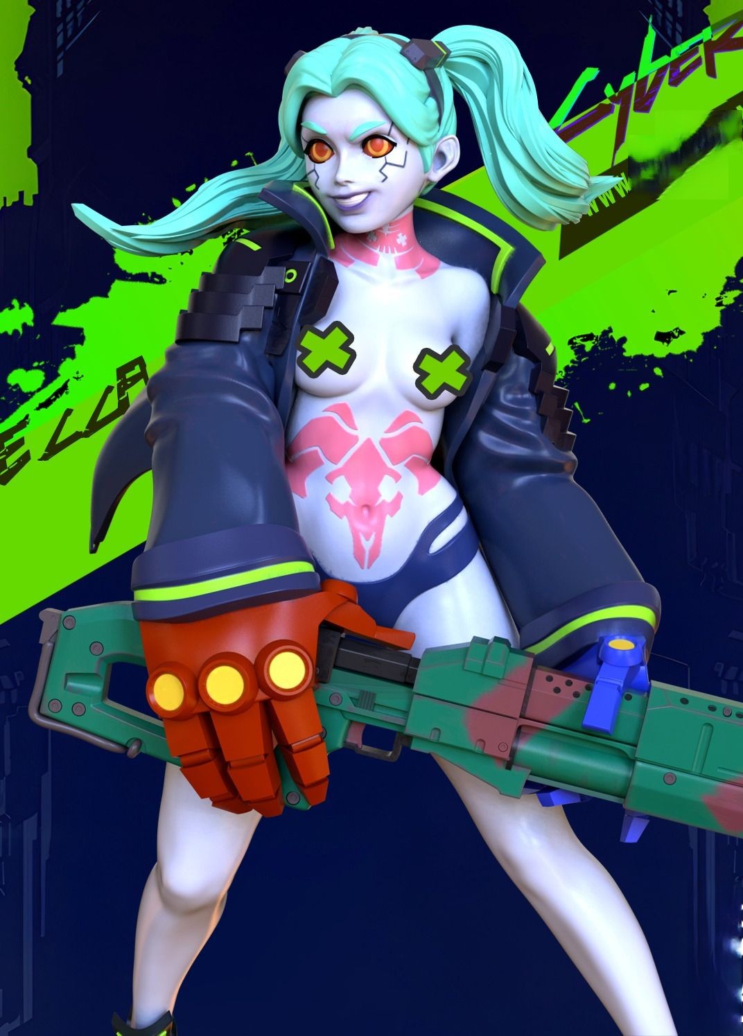 1837 Rebecca Special Edition - Cyberpunk - STL 3D Print Files - 3D Printed Garage Kit ガレージキット Resin Model Scale Figure フィギュア