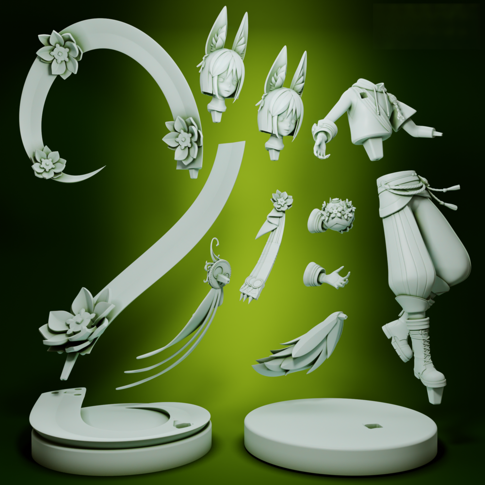 Tighnari - Genshin Impact - STL 3D Print Files - 3D Printed Garage Kit ガレージキット Resin Model Scale Figure フィギュア
