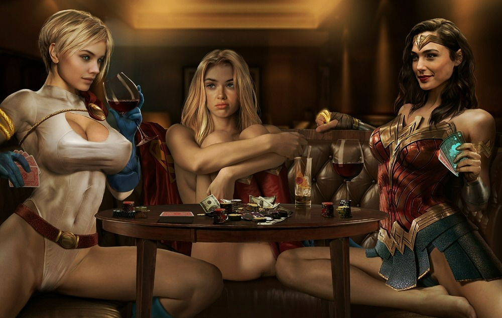 THREE DC HEROES Special Edition POKER 1/8 Scale