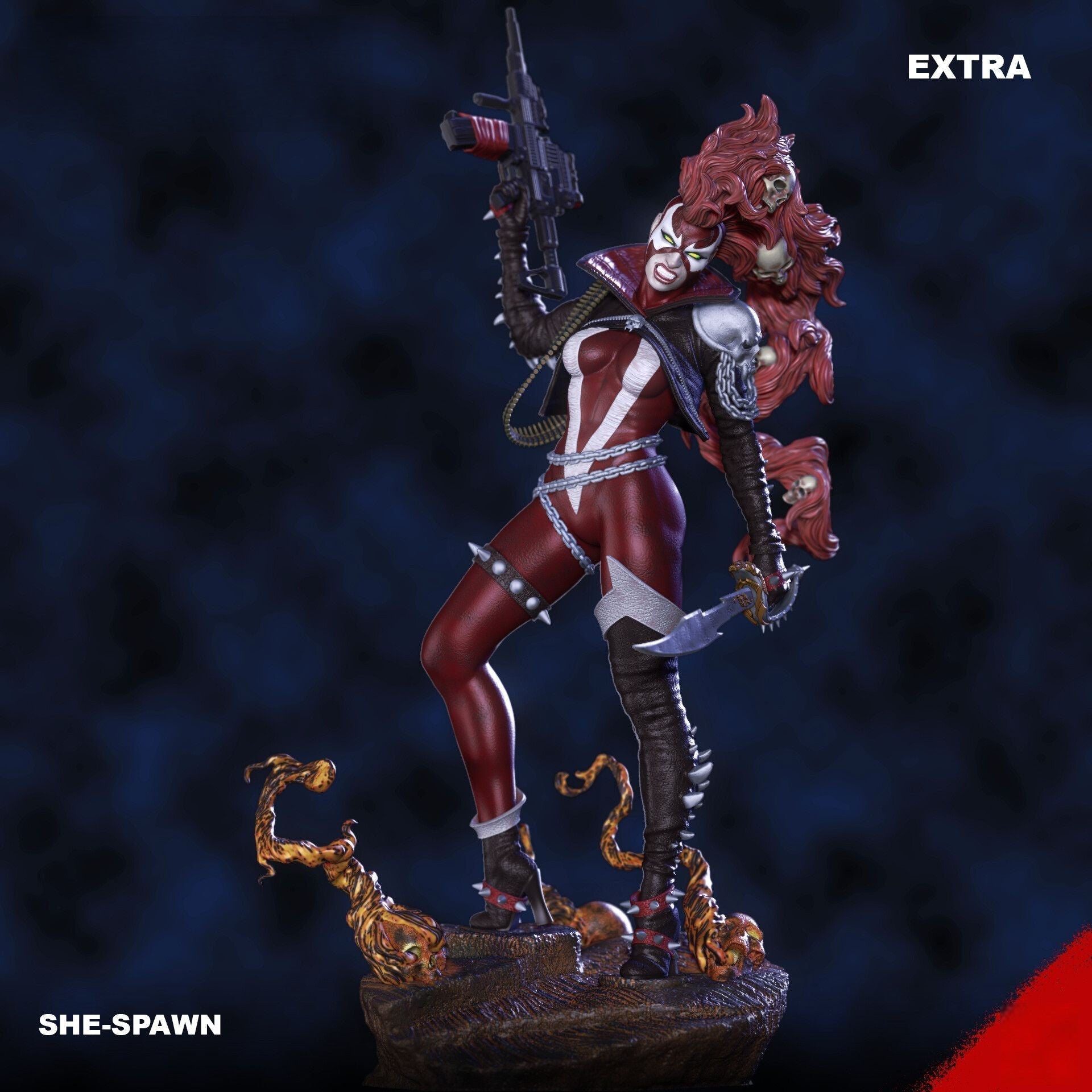 She-Spawn - Jessica Priest - STL 3D Print Files - 3D Printed Garage Kit ガレージキット Resin Model Scale Figure フィギュア