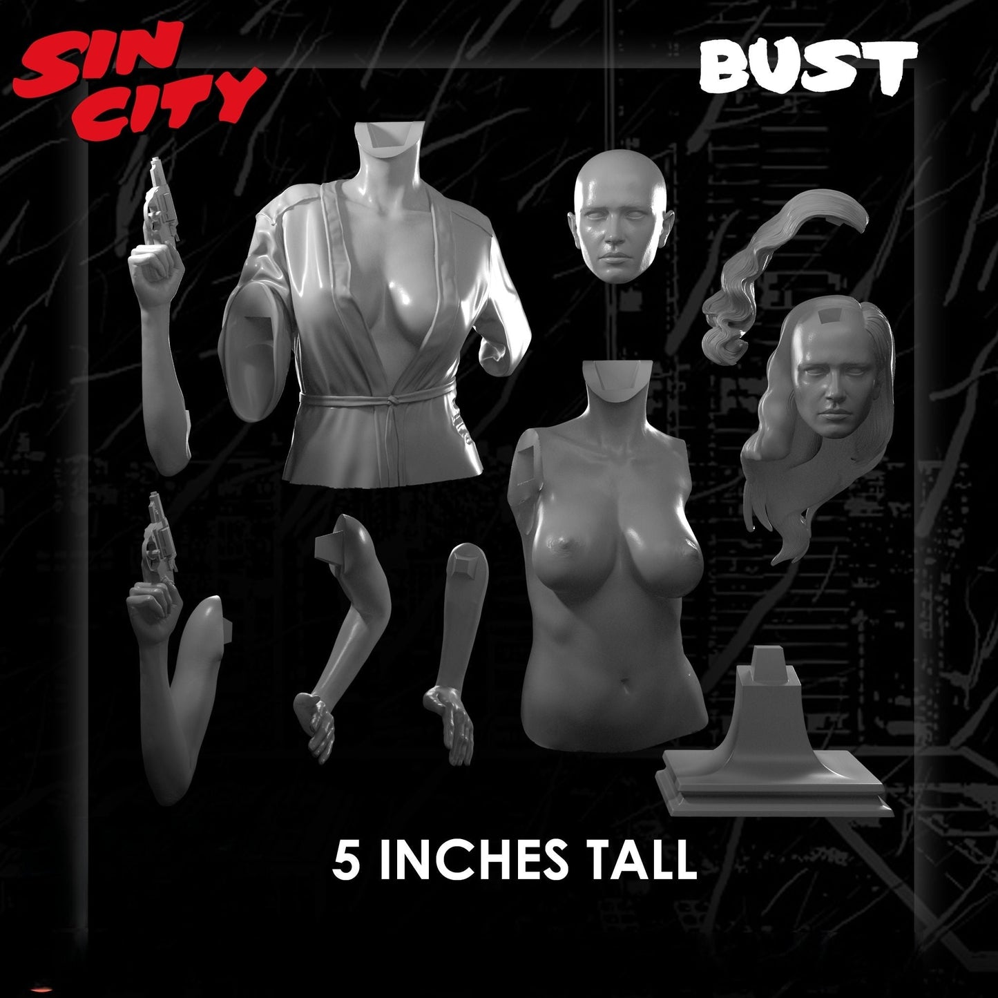 Eva Green Special Edition - Sin City - STL 3D Print Files - 3D Printed Garage Kit ガレージキット Resin Model Scale Figure フィギュア