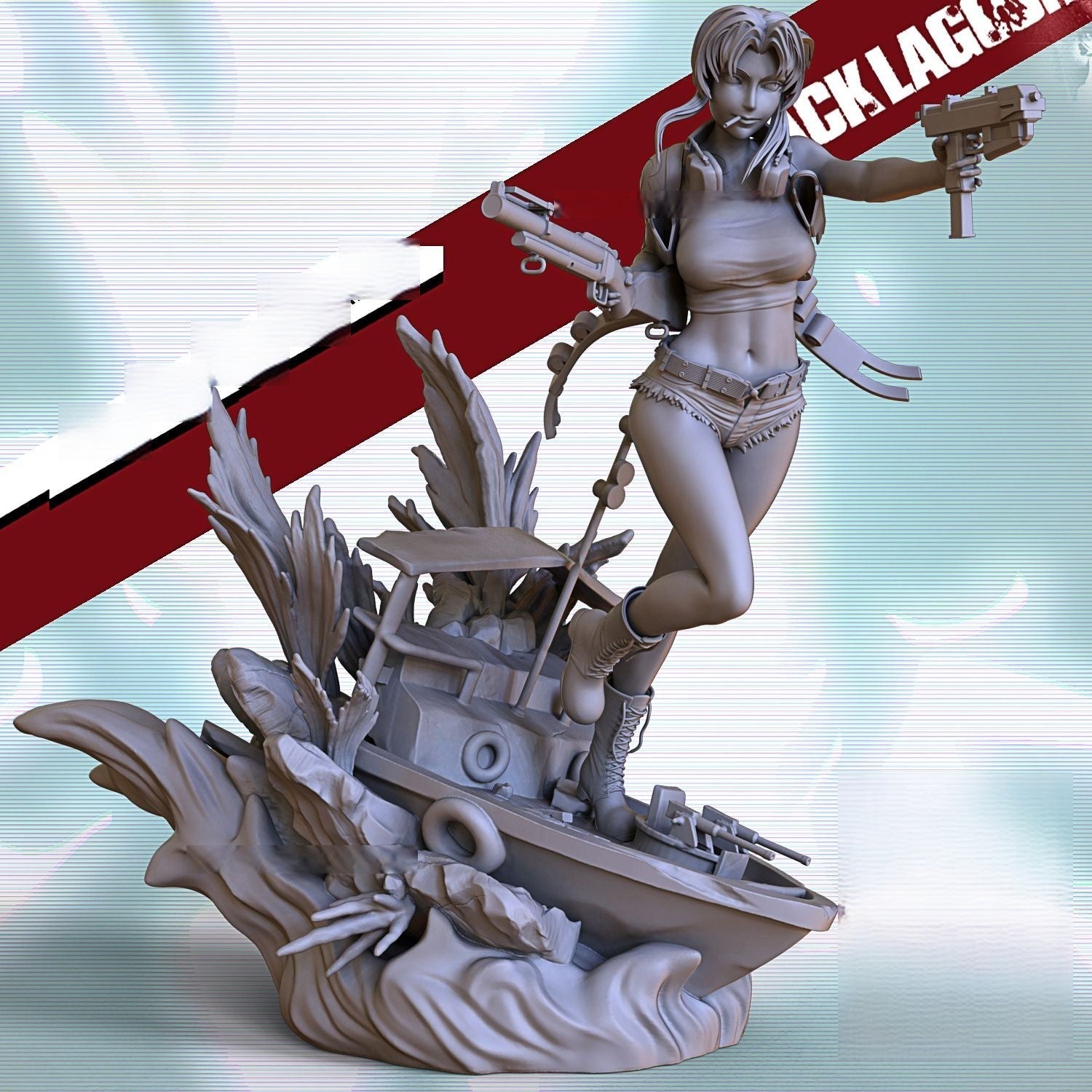 Revy Special Edition - Black Lagoon - STL 3D Print Files - 3D Printed Garage Kit ガレージキット Resin Model Scale Figure フィギュア
