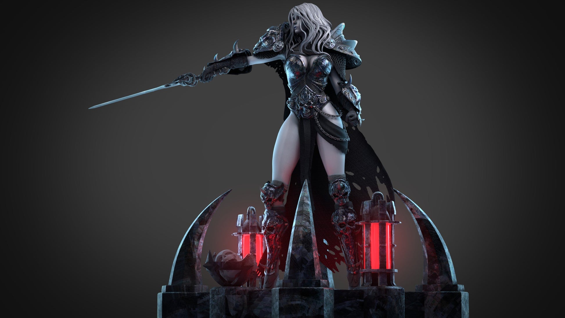Female Death Knight Special Edition - World Of Warcraft - STL 3D Print Files - 3D Printed Garage Kit ガレージキット Resin Model Scale Figure フィギュア
