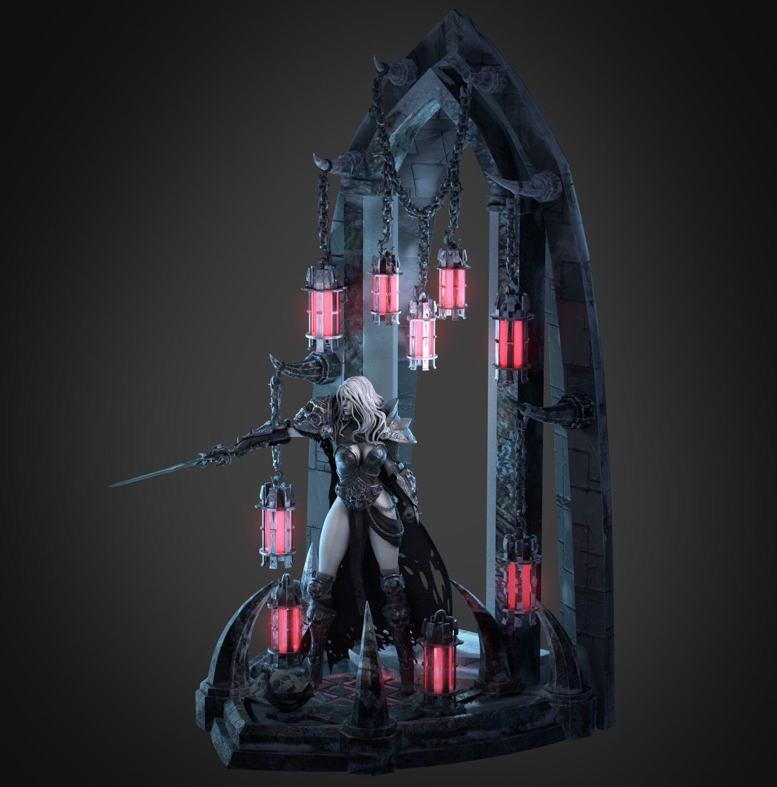 Female Death Knight Special Edition - World Of Warcraft - STL 3D Print Files - 3D Printed Garage Kit ガレージキット Resin Model Scale Figure フィギュア