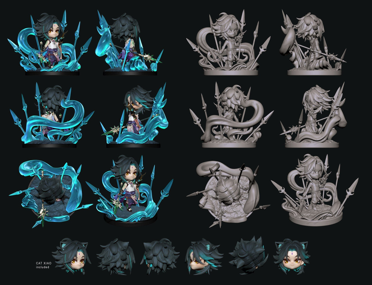 Chibi Xiao - Genshin Impact - STL 3D Print Files - 3D Printed Garage Kit ガレージキット Resin Model Scale Figure フィギュア