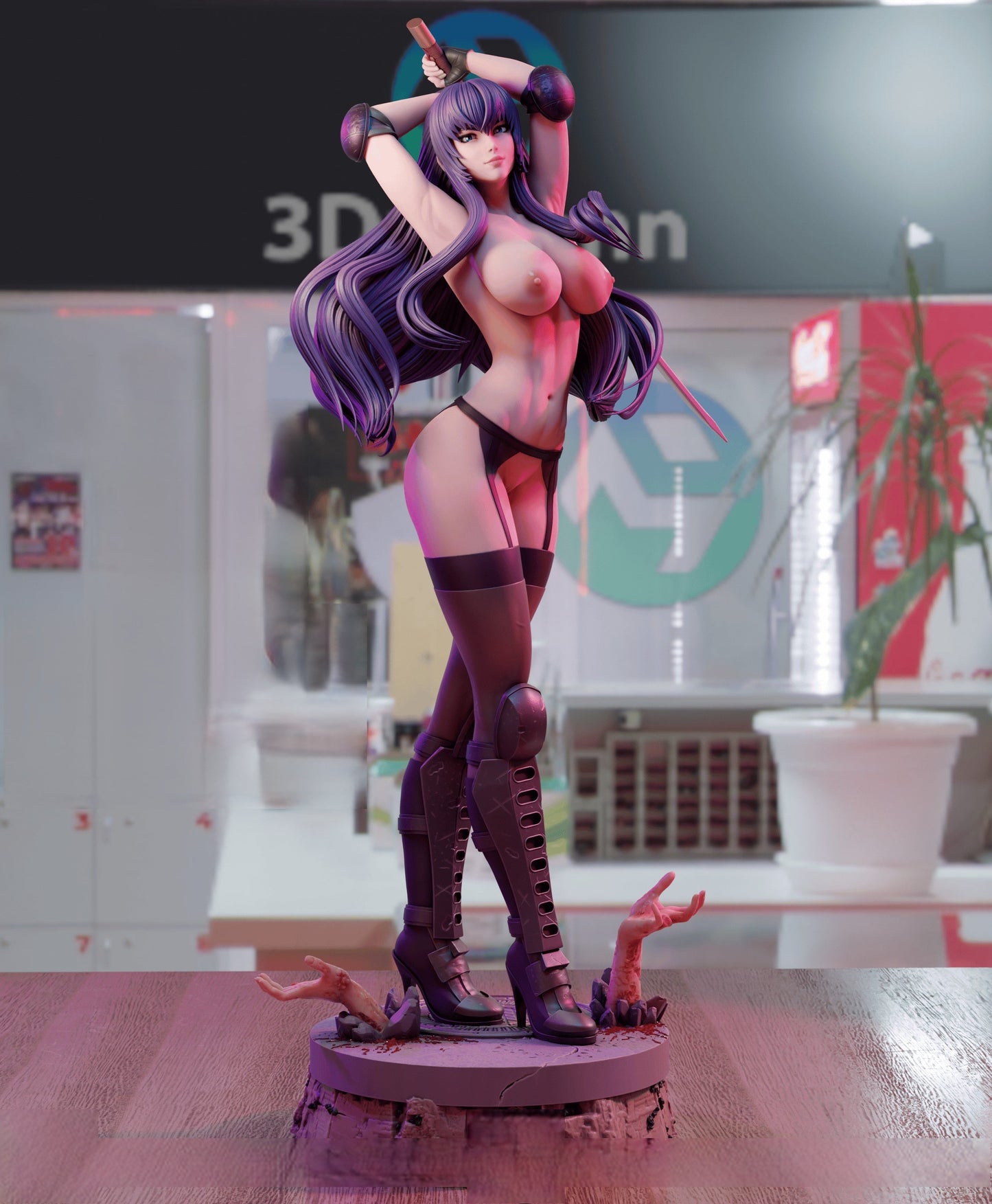 Saeko Busujima Special Edition - Highschool of the Dead - STL 3D Print Files - 3D Printed Garage Kit ガレージキット Resin Model Scale Figure フィギュア