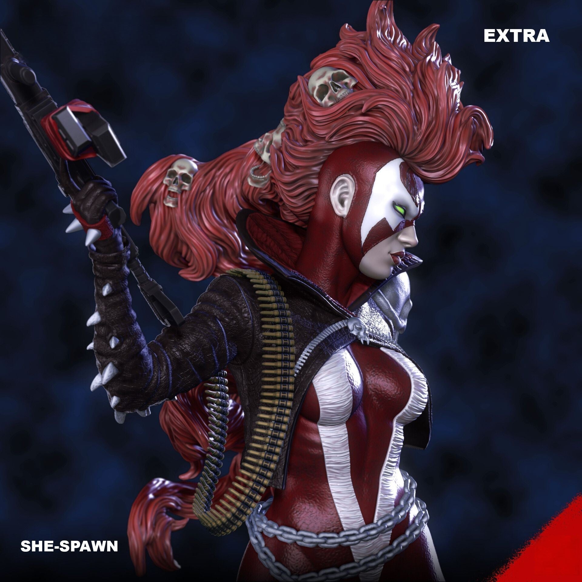 She-Spawn - Jessica Priest - STL 3D Print Files - 3D Printed Garage Kit ガレージキット Resin Model Scale Figure フィギュア