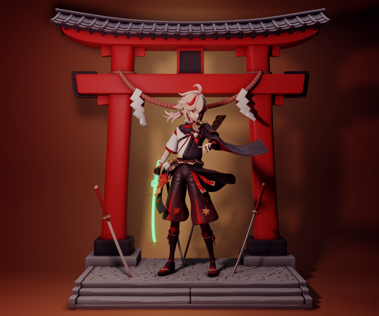 Kaedehara Kazuha - Genshin Impact - STL 3D Print Files - 3D Printed Garage Kit ガレージキット Resin Model Scale Figure フィギュア
