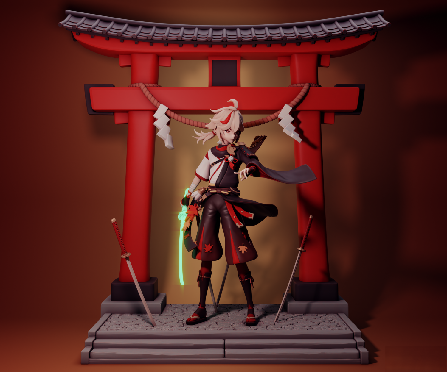 Kaedehara Kazuha - Genshin Impact - STL 3D Print Files - 3D Printed Garage Kit ガレージキット Resin Model Scale Figure フィギュア
